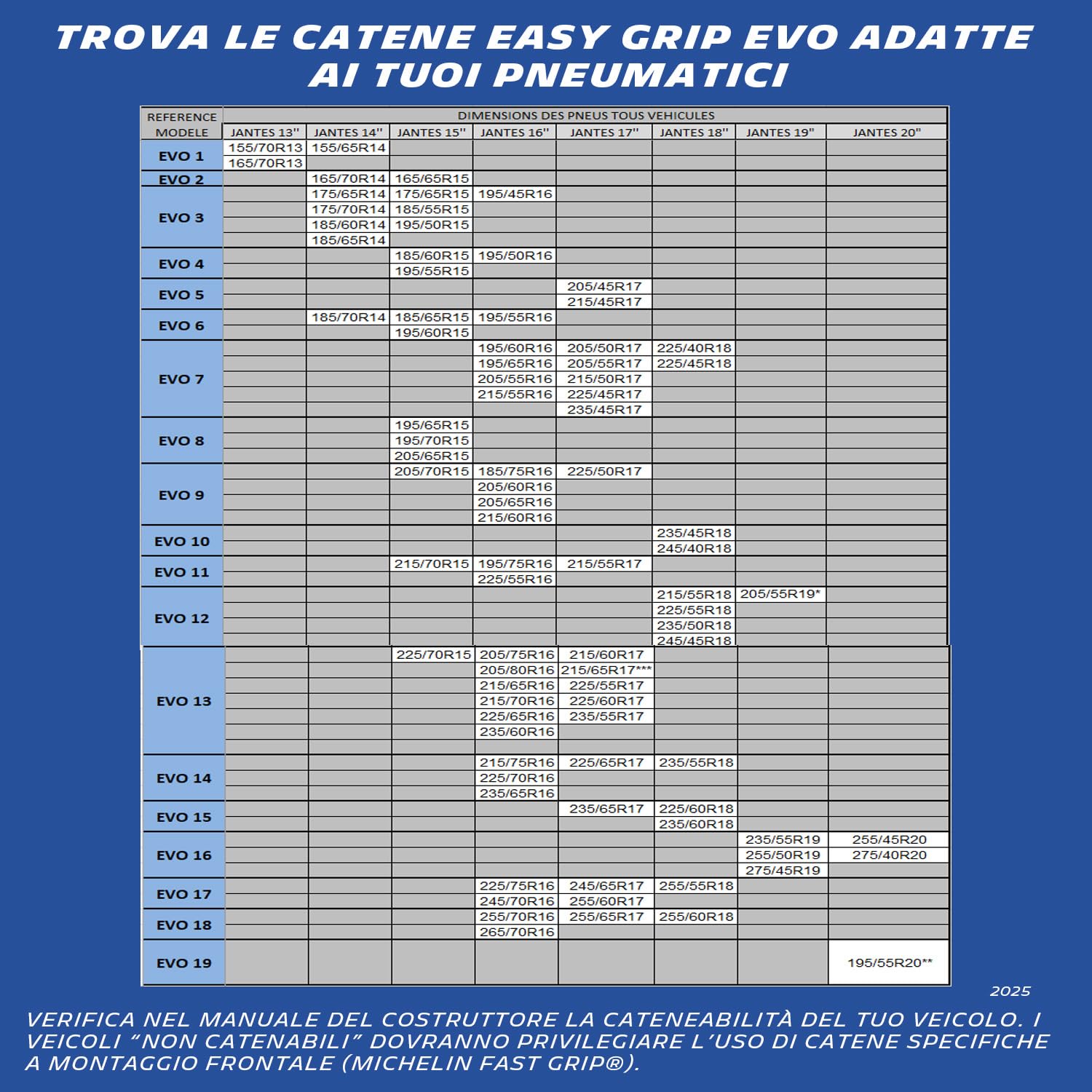 Michelin Easy Grip Evolution Catene calze da neve composite omologate per l’Italia n°EVO 19