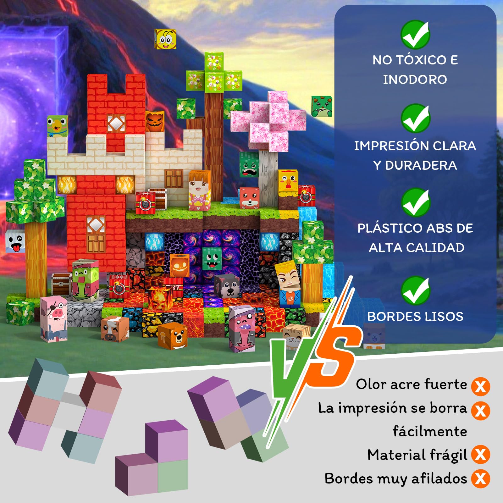 Bloques Magneticos Construccion Niños 330 Piezas 2CM 3+ Magneticas, Juego Magnetic Blocks Tiles Construcción, Juguetes Montessori para Niños 4 5 6 7 8 9 10 11 12 Regalos de Cumpleaños para Niñas