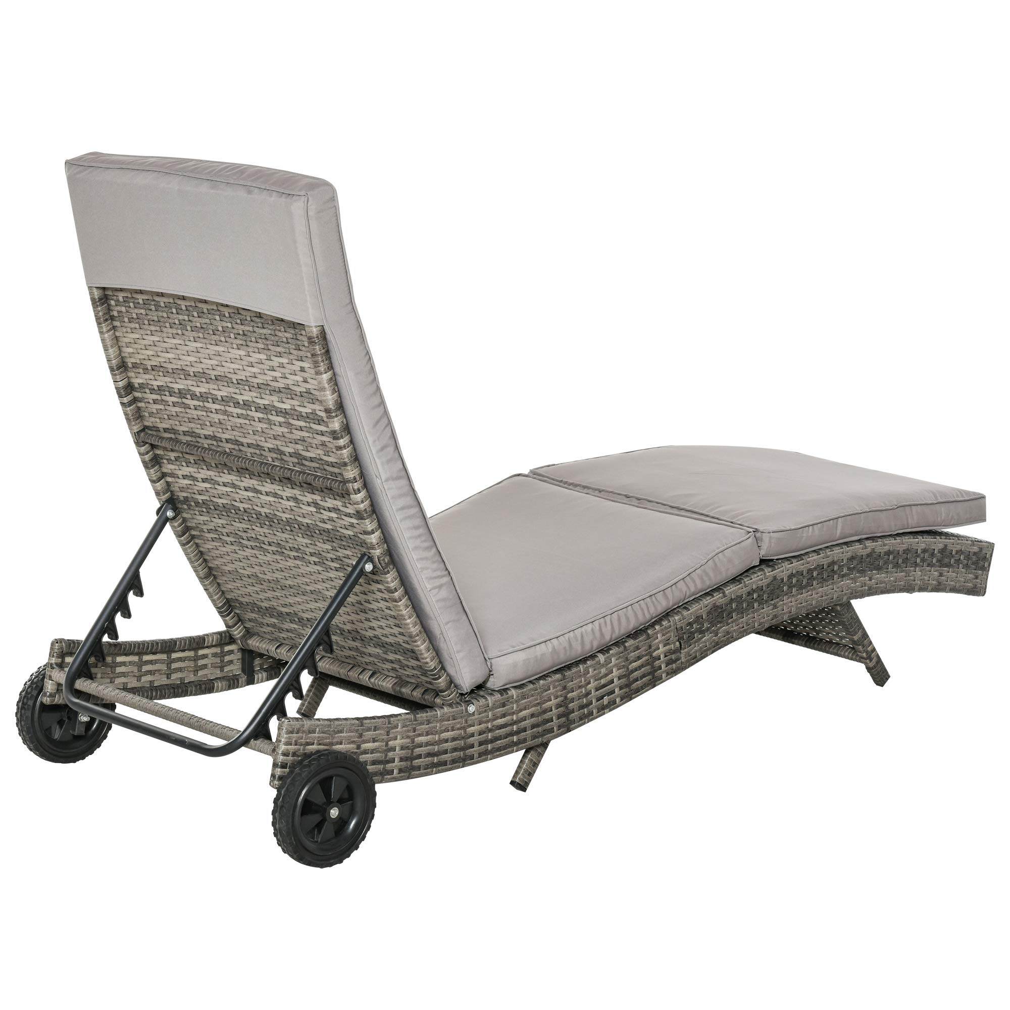 Outsunny Bain de Soleil Transat Dossier Inclinable 5 Positions Gris