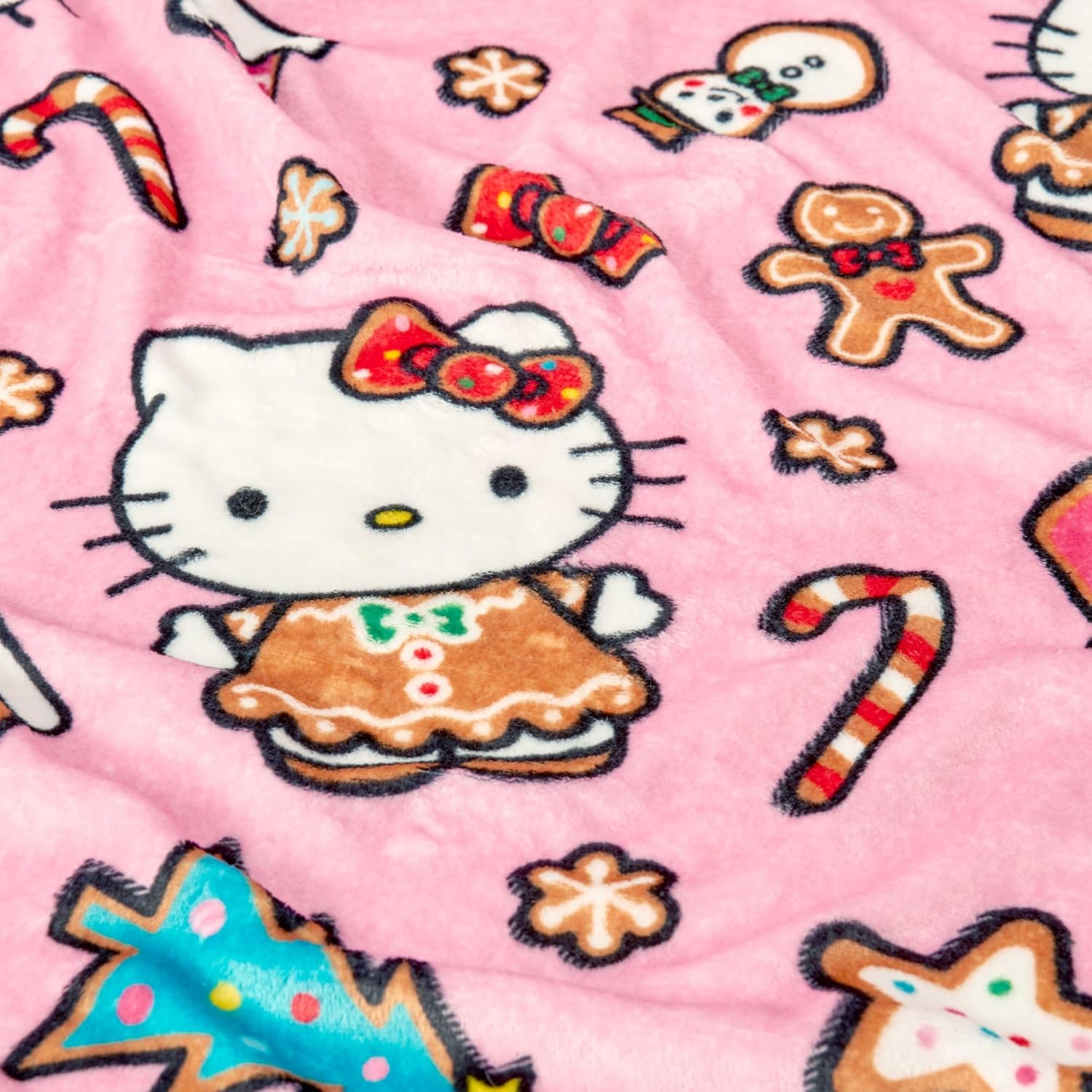 Hello Kitty Gingerbread Joy Hugger Pillow and Throw Blanket Set – 11 inch Character Plush with 40x50 inch Soft Fleece Blanket – Cozy for Kids, Girls, Boys, Travel, Nap Time - Image 5