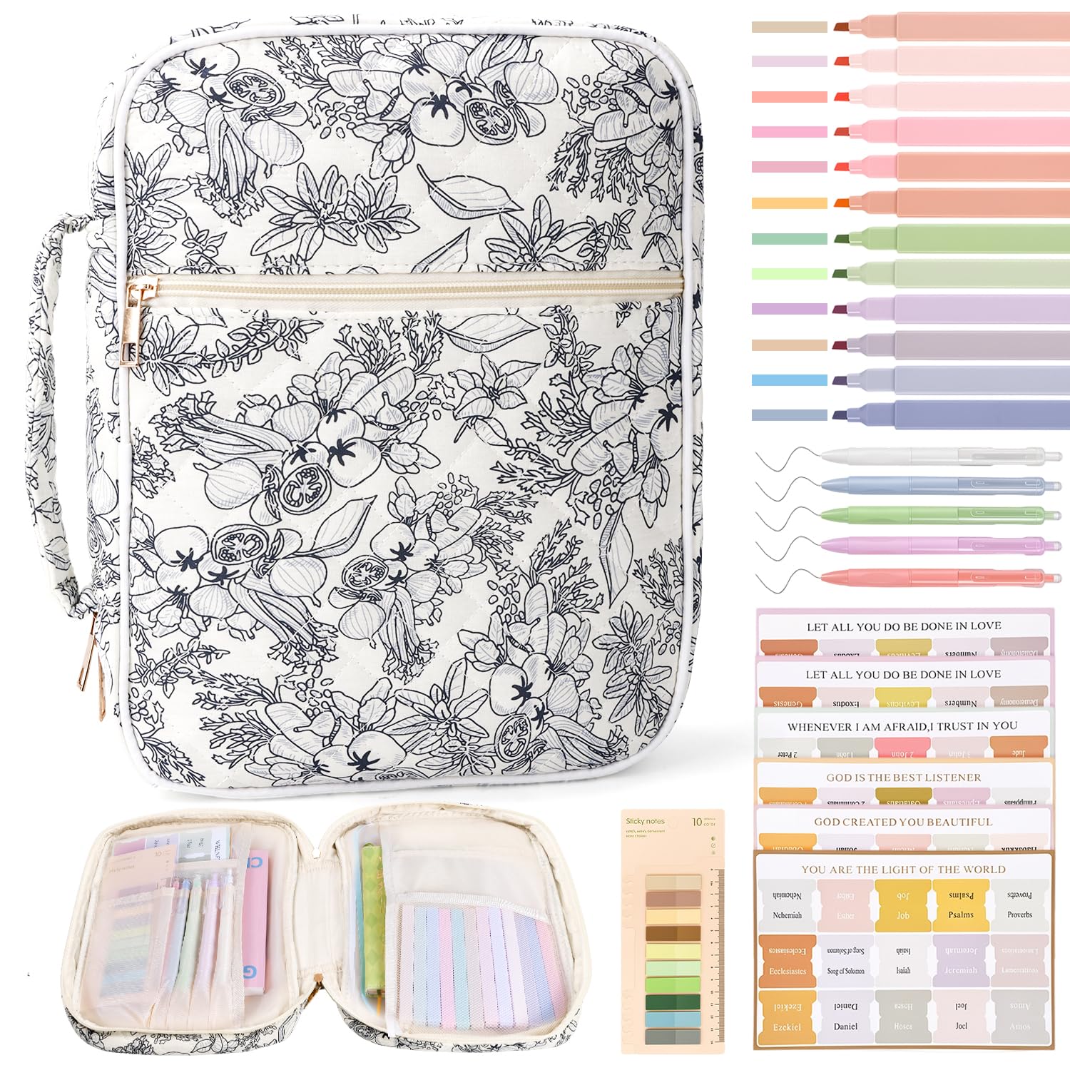 Bible Cover Case for Women Bible Bag w/Handles Bible Study Supplies