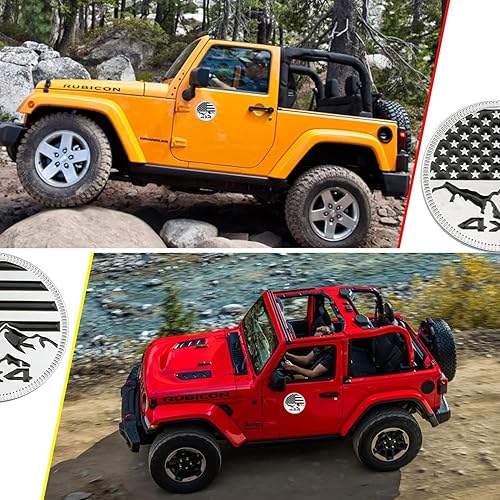 Miniatura 6 de Bandera de Estados Unidos, emblema de metal de 4 x 4 letras para automóvil, compatible con Jeep Wrangler Cherokee y varios autos (2 piezas) (montaña