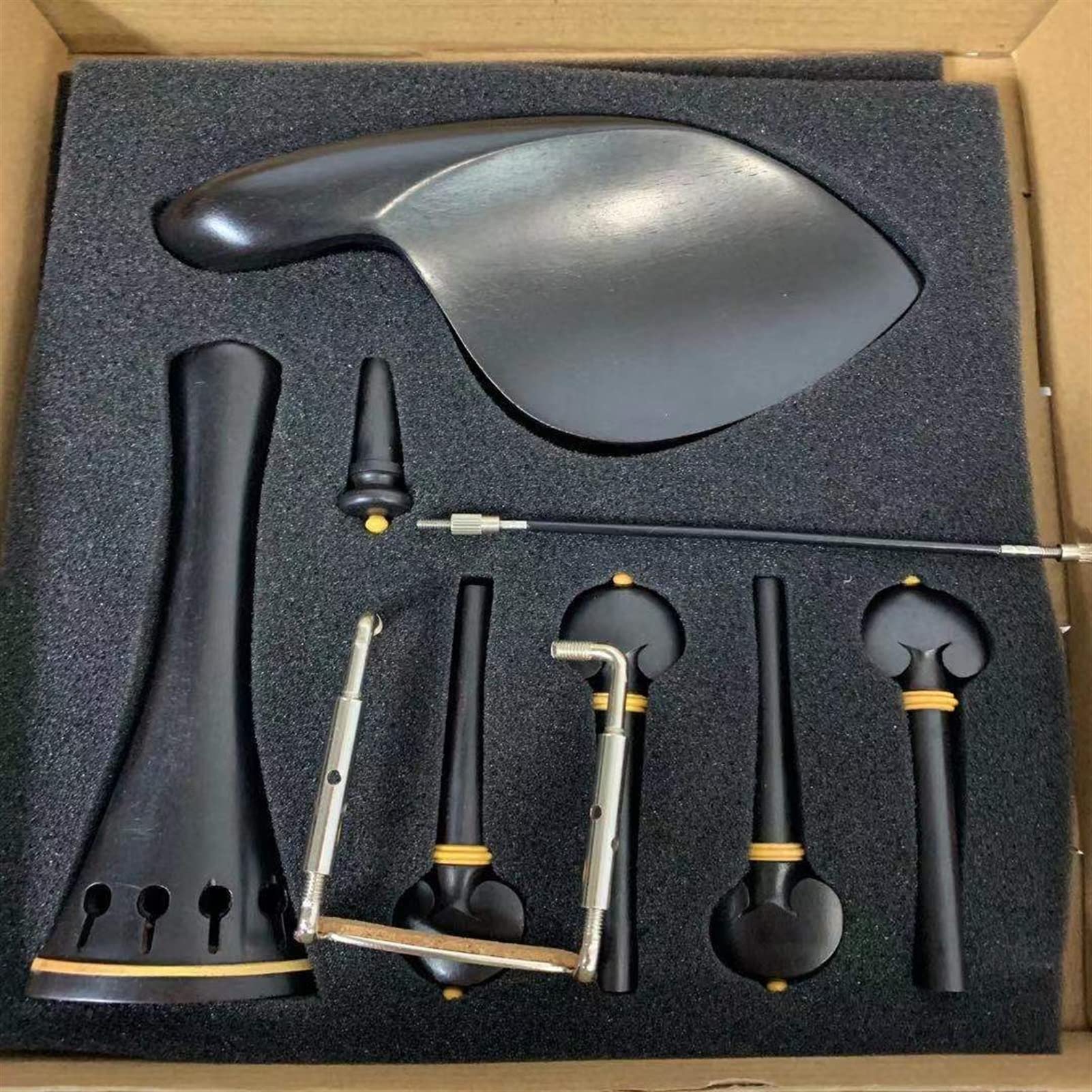 Partes violín 1 Juego De Accesorios De Ébano para Violín 4/4, Clavija con Bola De Boj, Pieza Trasera para Barbilla