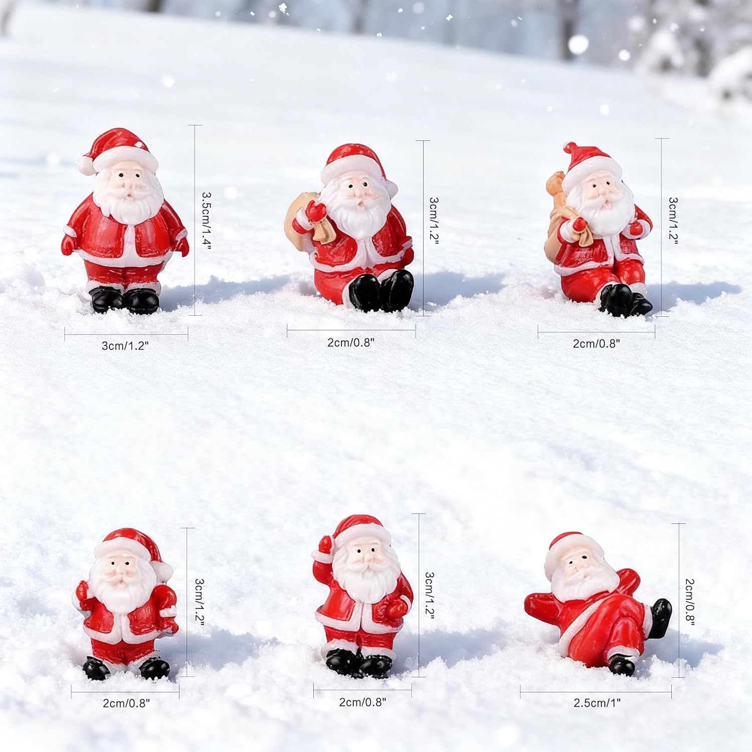23Pcs Miniature Christmas Figurines Set, Mini Resin Ornaments Snowman, Xmas Tree, Snata Claus, Deer for Snow Globe Kit DIY Christmas Village Decoration Micro Landscape Decor Party Gift - Image 2