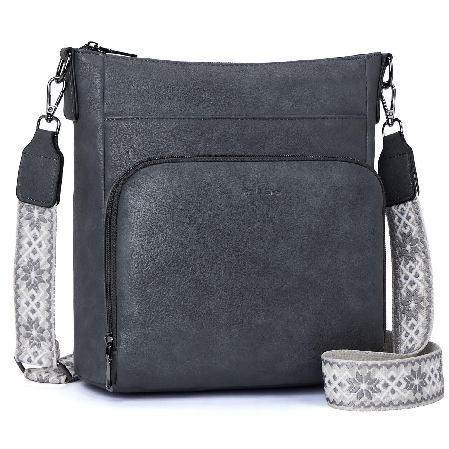 Roulens Umhängetaschen für Damen, Weiches Veganes Leder Mittelgroße Crossbody Bags, Schulterhandtasche mit Reißverschluss Geldbörsenfach auf der Vorderseite