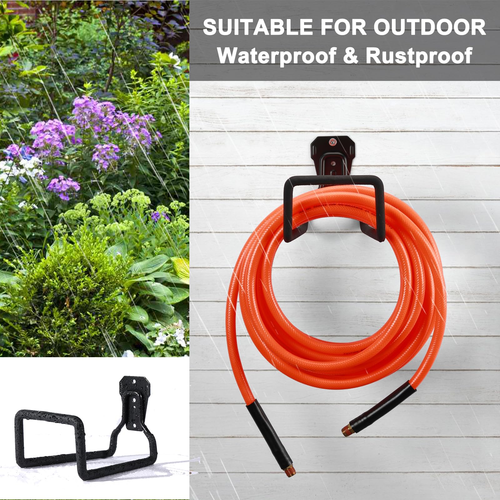 Mayouko 2PCS Garden Hose Holder Wall Mount, Metal Water Hose Hanger Reel Hose - Image 2