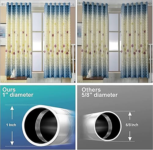 Miniatura 2 de Barra de cortina plateada de 120 a 170 pulgadas para ventanas, barra de cortina ajustable decorativa de 1 pulgada de diámetro con soportes para