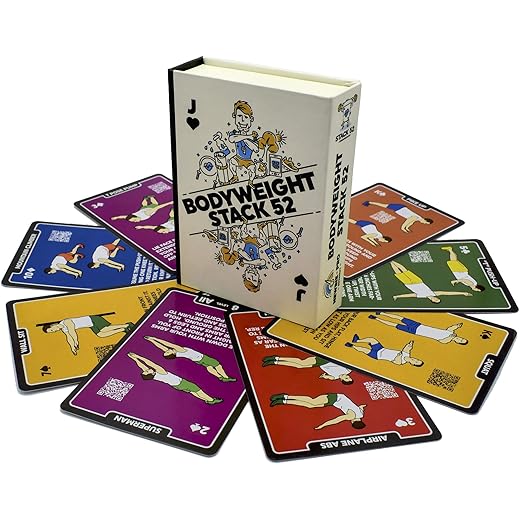 Stack 52 Bodyweight Exercise Cards: Workout Playing Card Game. Designed by a Military Fitness Expert. Video Instructions Included. No Equipment Needed. Burn Fat Build Muscle.