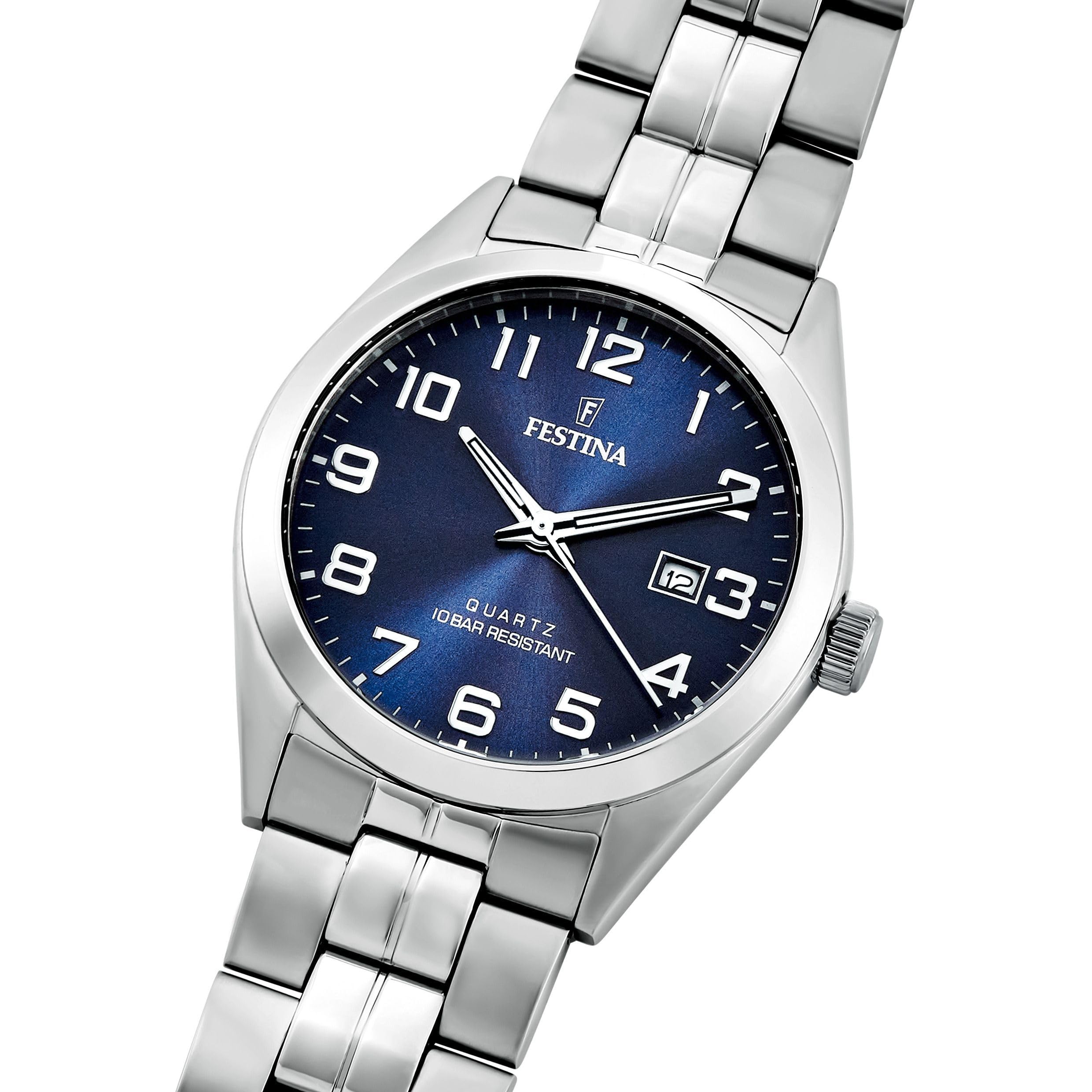 Festina Orologio Uomo Analogico in Acciaio Inossidabile 316L Argentato - Movimento al Quarzo - Calendario - Vetro Minerale ad Alta Resistenza - Impermeabile 10 ATM F20437