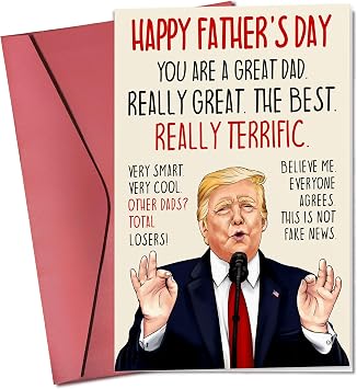 Pawzity Funny Fathers Day Card - Happy Fathers Day Cards for Dad from Daughter, Son, Kids, Toddler - Funny Fathers Days Cards for Dad, Daddy - Single 5.3x 8 Folded Card with Red Envelope