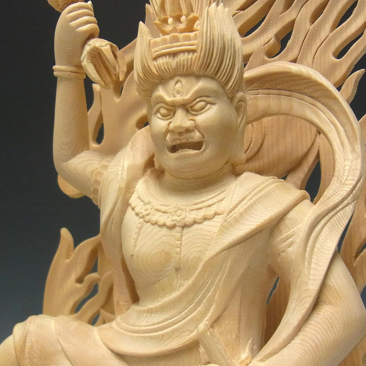LIG】仏教美術 木彫 蔵王権現像 特大56.5㎝ 金剛蔵王権現 細密造 [.TR]