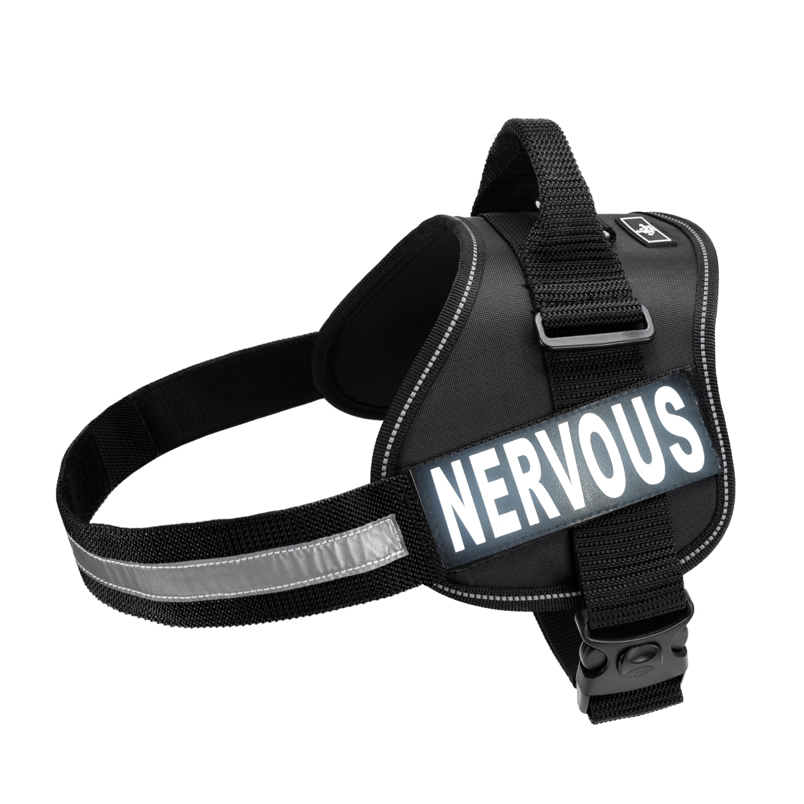 Doggie Stylz Dog Harness with Removable Patches and Reflective Trim. Dog Vest Comes with 2 Nervous Reflective Hook and Loop Patches. Measure Dogs