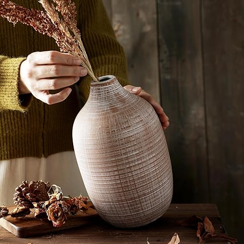 Miniatura 20 de ALMA Jarrón de suelo alto negro para hierba de las pampas, jarrón gris extra grande de 18 pulgadas para decoración del hogar, jarrones de cerámica