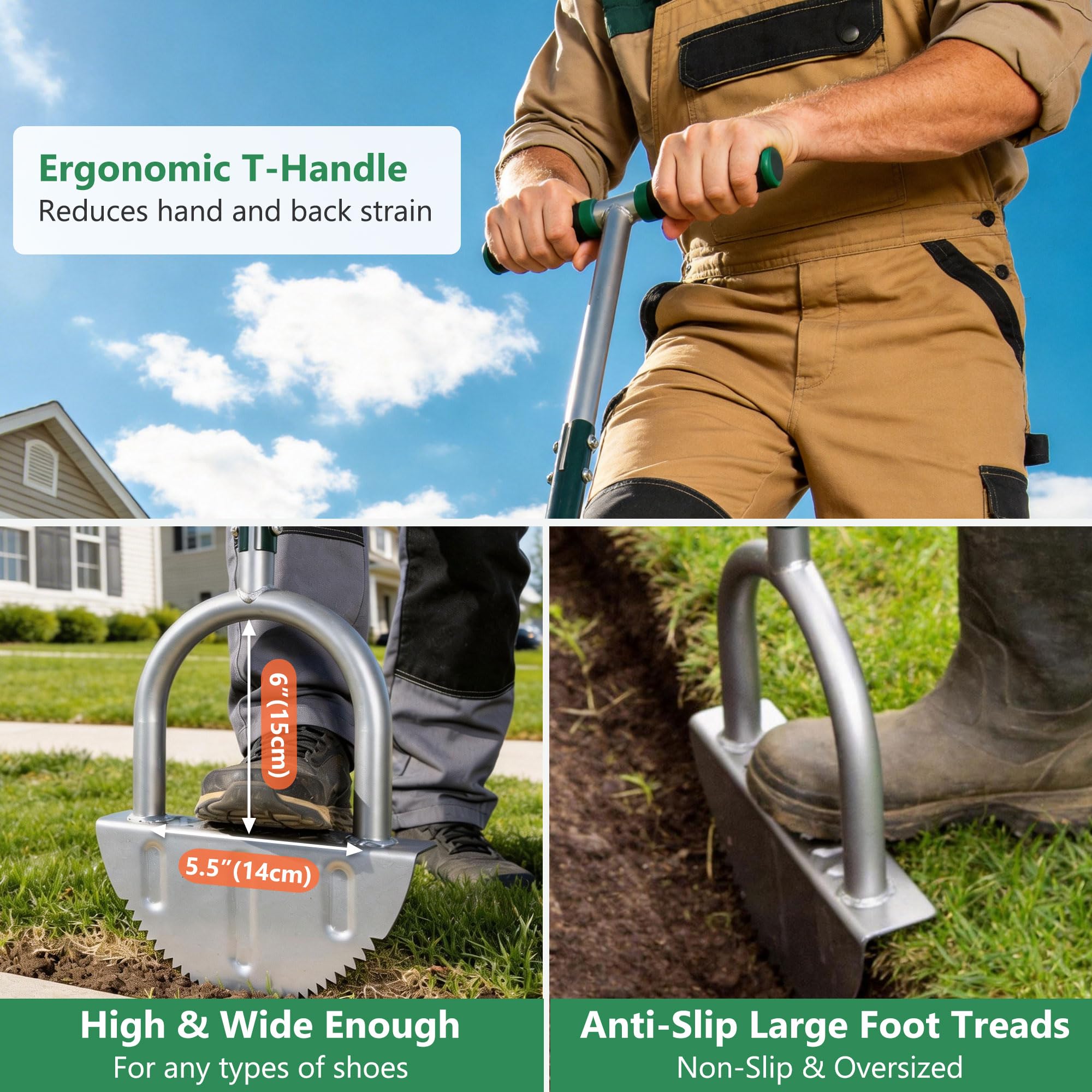 ORIENTOOLS Strumento per rifilare il giardino, manuale, struttura in acciaio, verde, 120 cm di altezza x 44 cm di larghezza, 2,2 kg