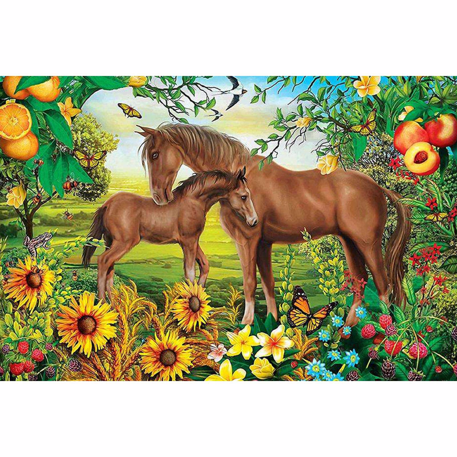 5D obraz diamentowy DIY dwa konie ściegiem krzyżykowym pełny Haft diamentowy Rhinestone świąteczne malowanie ścian-30x40cm