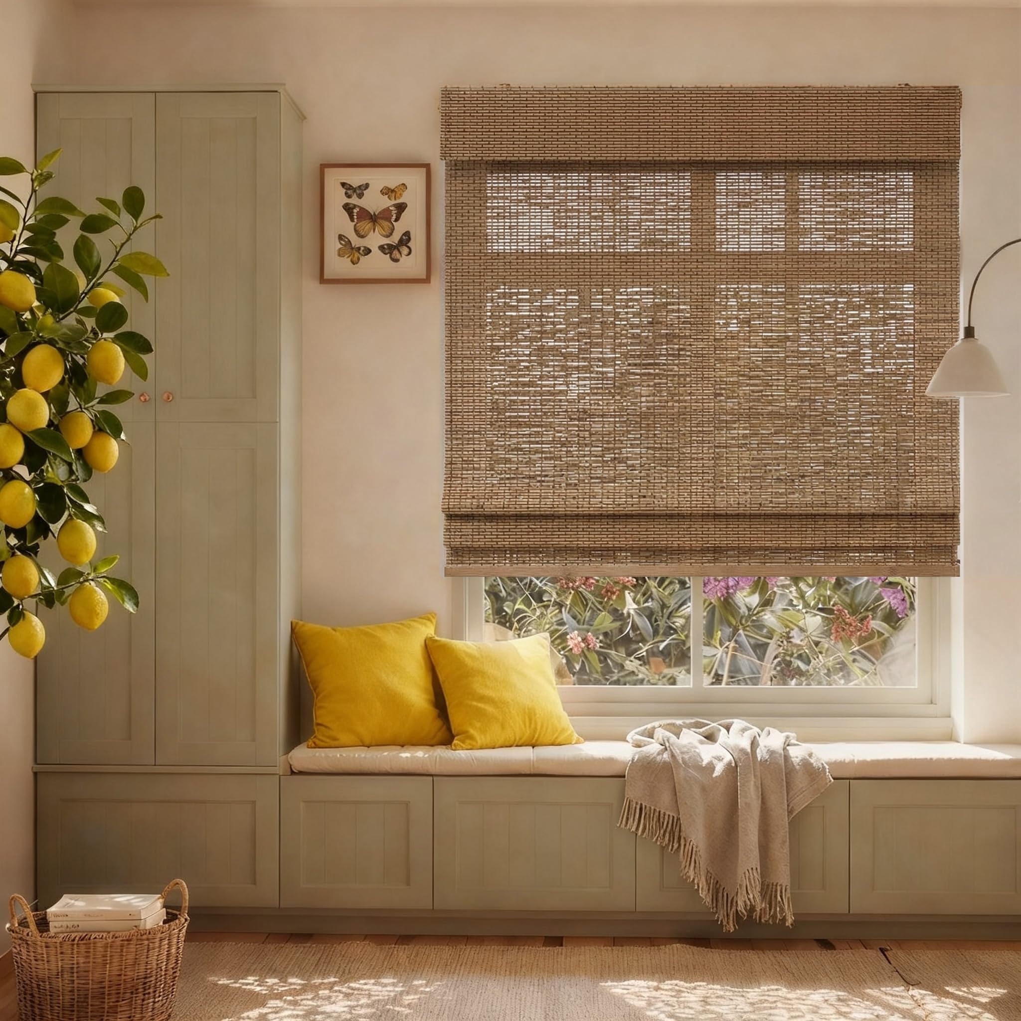 cordless bamboo blinds bamboo roman shades light filtering window shades bamboo roll up shades window blinds for patio porches. natural 44" w x 82" h