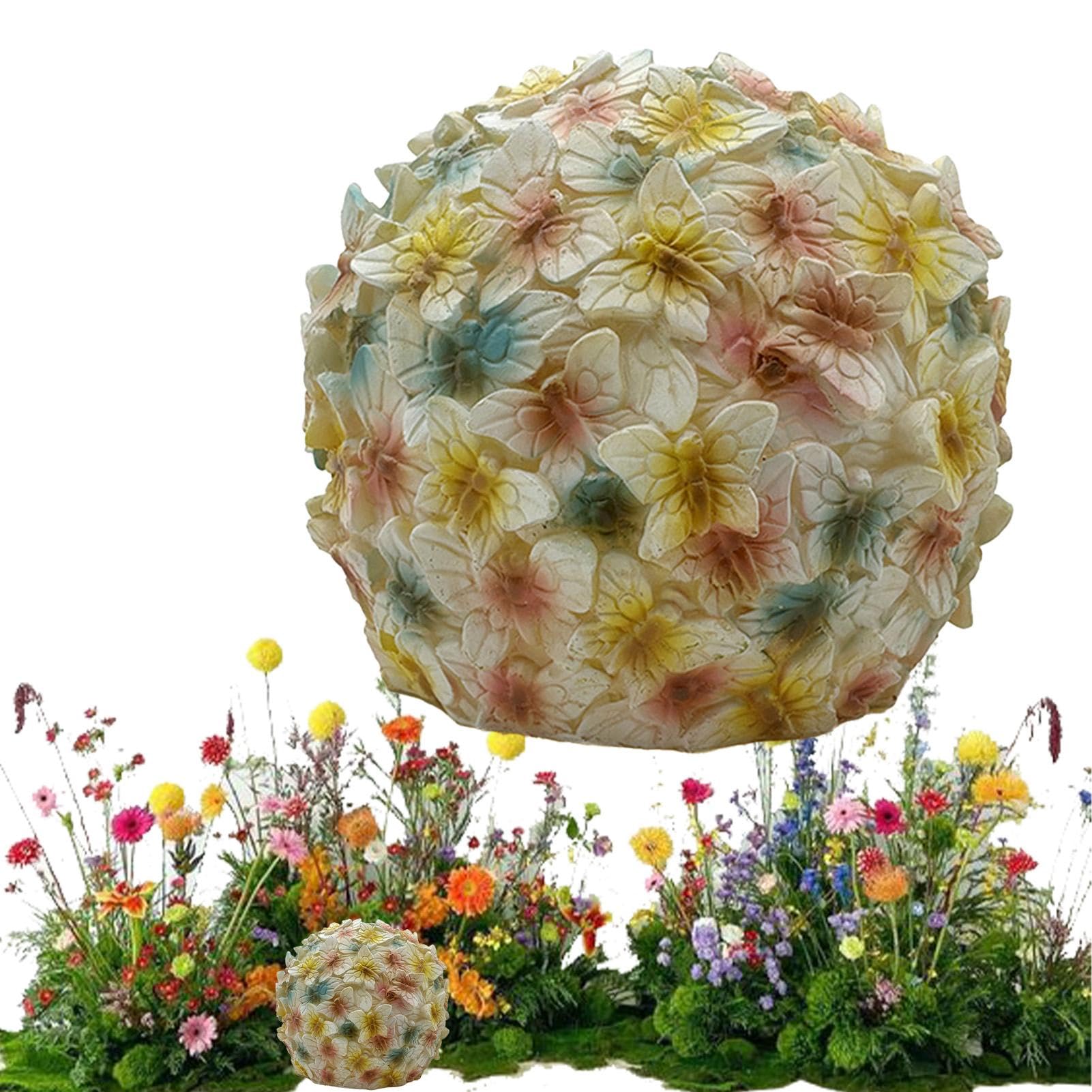 Statue de jardin solaire boule de fleurs contre les allées sombres