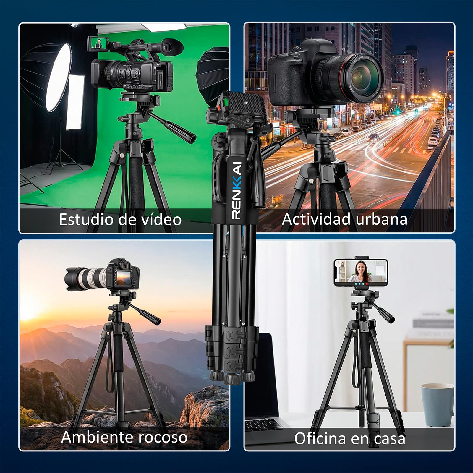 182CM | Tripode Camara | Super Estable | tripode para movil | Tripode con Columna Transversal | Tripod | Soporte para telefono + Mando para Fotos + Bolsa de Transporte INCLUIDOS |hasta 3kg