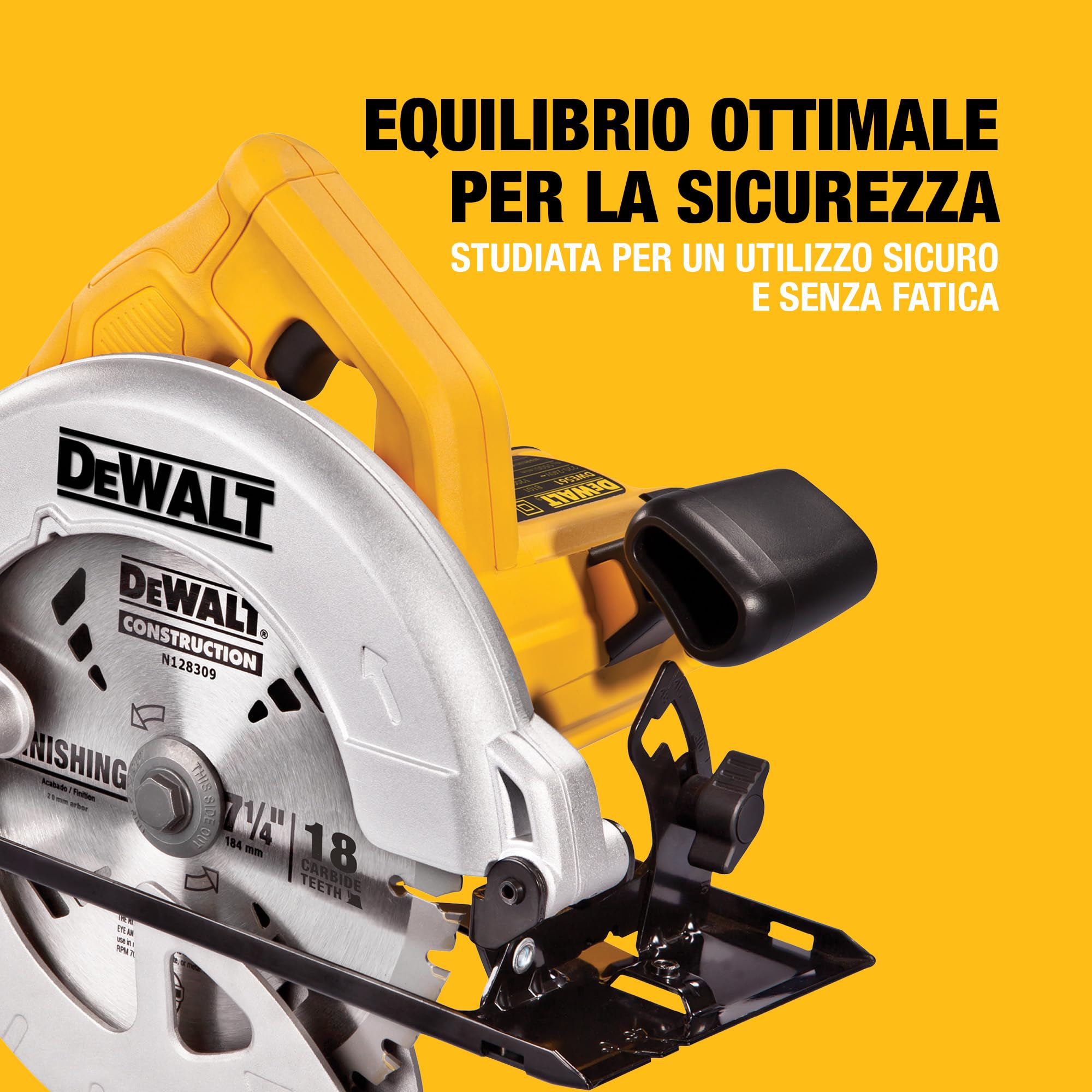 DEWALT Sega circolare con lama da 184mm, Motore da 1350W, DWE560-QS