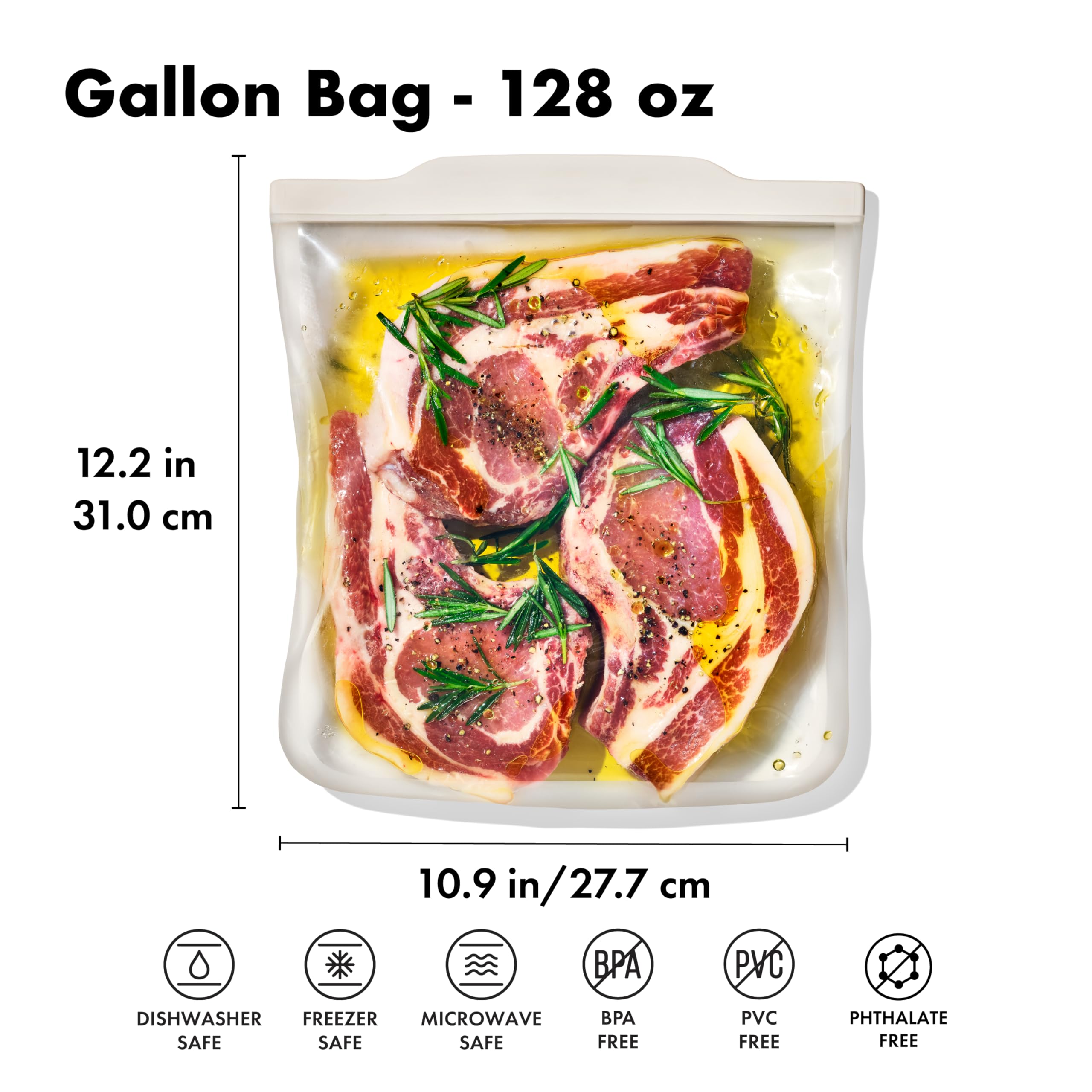 OXO Good Grips Wiederverwendbare Silikonbeutel - Gallonenbeutel (3,628.7 g) - Haferflocken