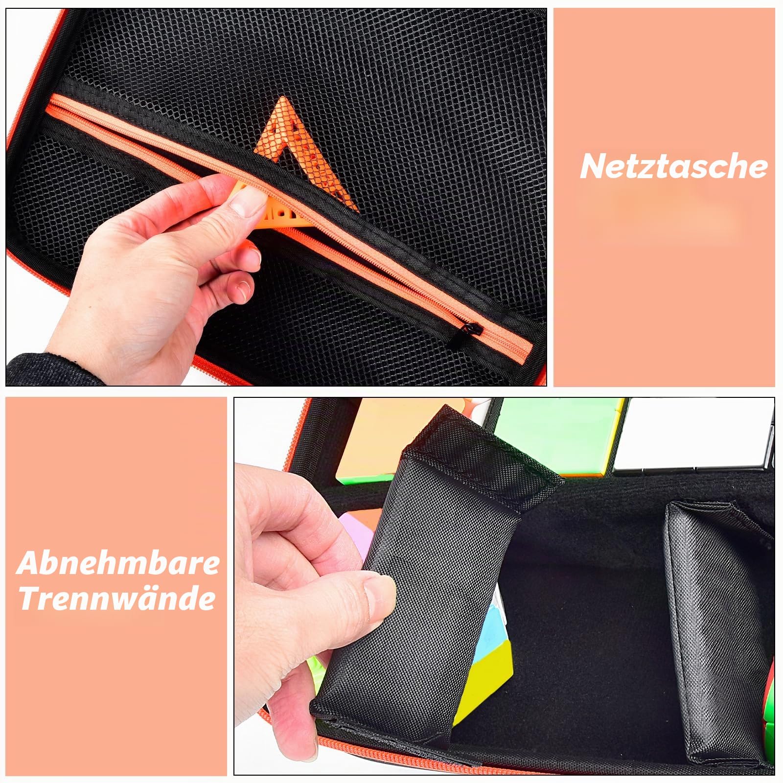 Speed Cube Aufbewahrungstasche kompatibel mit Rubik's/für Jurnwey/für Coolzon Euklidischer Würfel, Retro Brain Teaser Fidget Toy.Carrying Holder with Mesh Pocket Fits for Cube Stand/Tutorial (Box