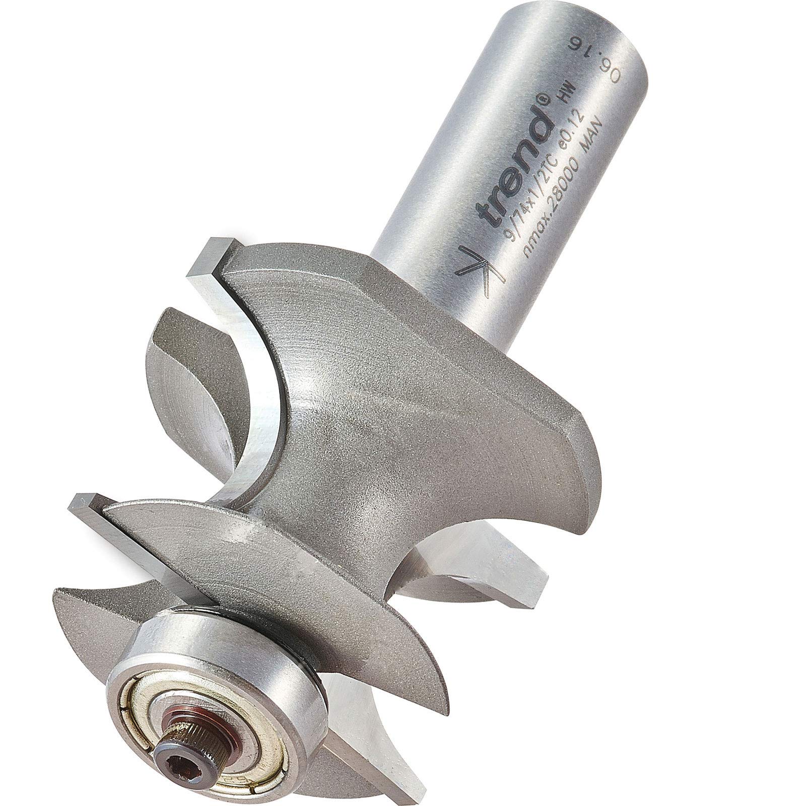 Trend Professional Bearing Guided Corner Bead Router Cutter, 1/2 Inch Shank, 38.1mm Cut Diameter, 16mm Bearing Diameter, 9.5mm Radius, 9/74X1/2TC