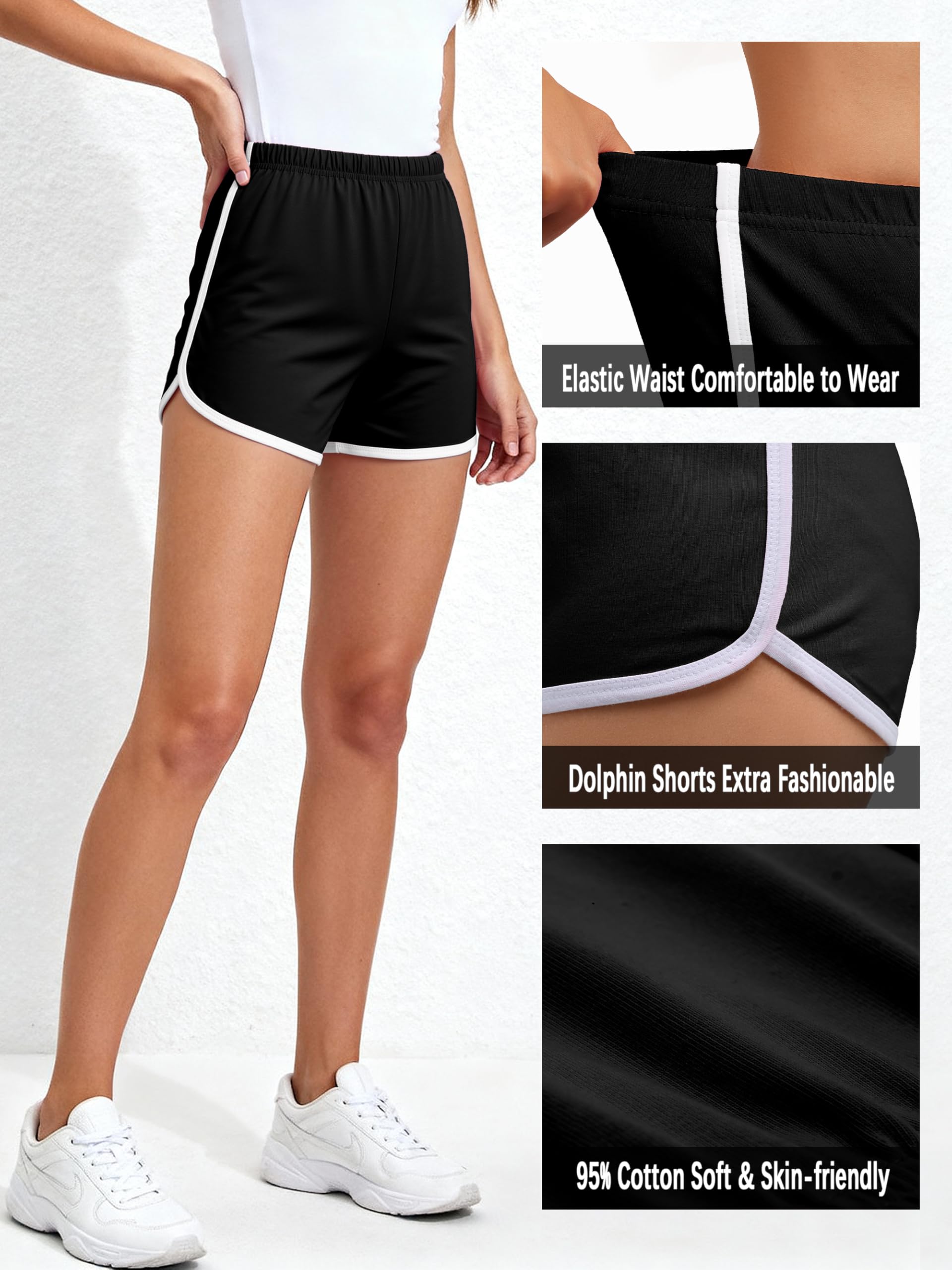 URATOT, Pantalones Cortos elásticos de algodón para Mujer, para Gimnasio, Yoga, Verano, Correr, Danza, 2 Unidades