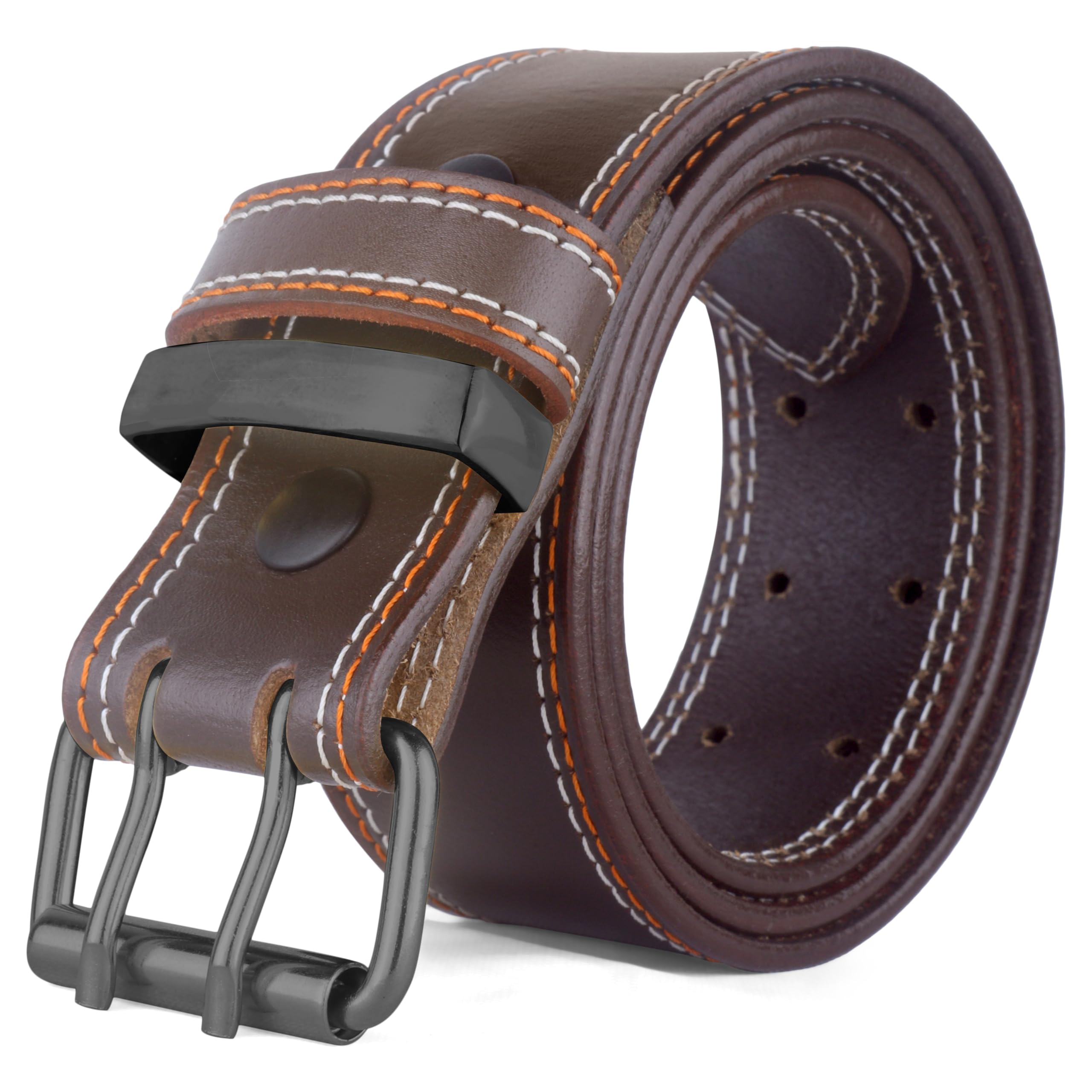 Daskz Leathers Men's Brown Without Box Dkz Leather Belt Black And Brown Buckle Leather Belt 100% Genuine Leather (, 38-40)