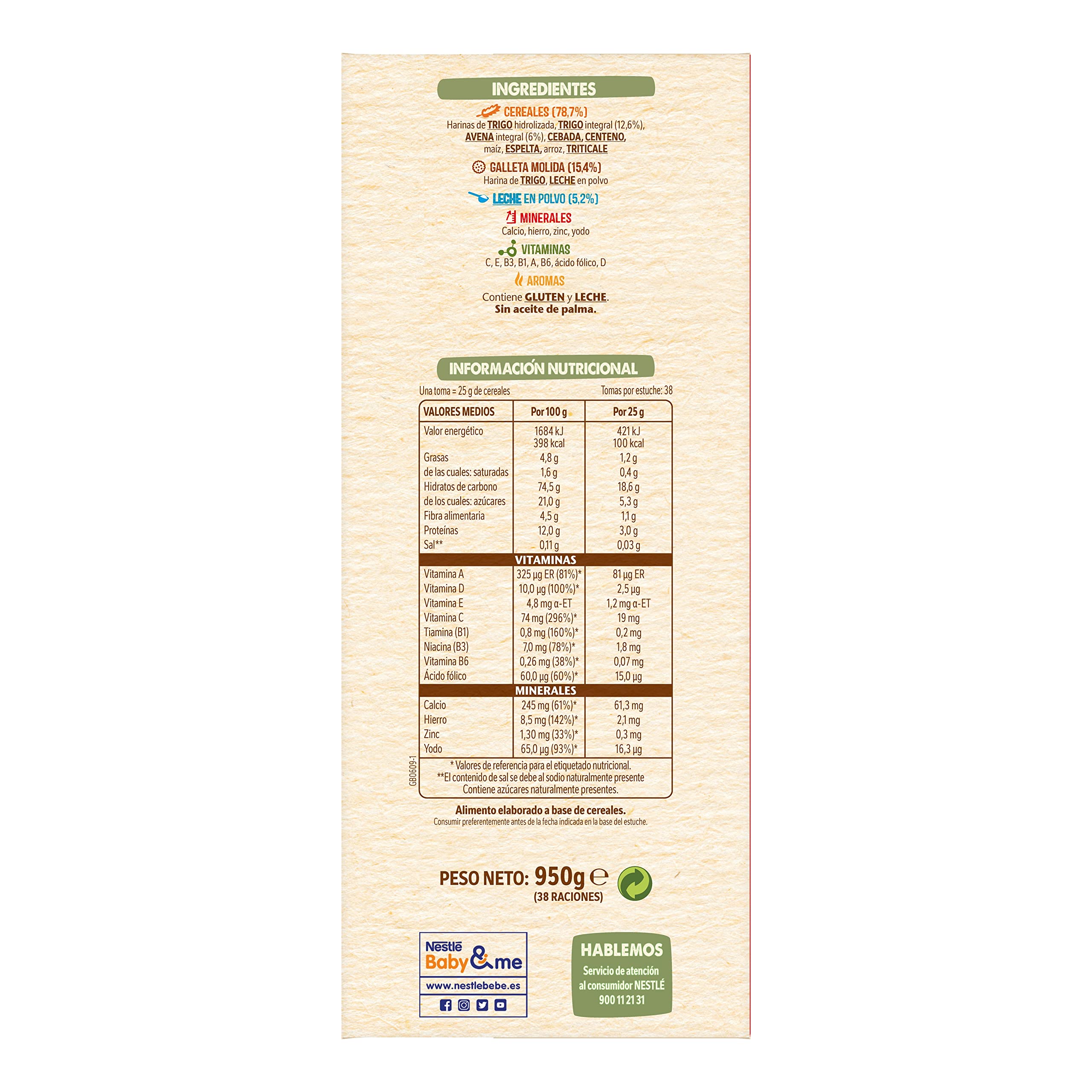 Nestle Papilla 8 Cereales con Galleta 950g 8 Paquetes 7.6Kg