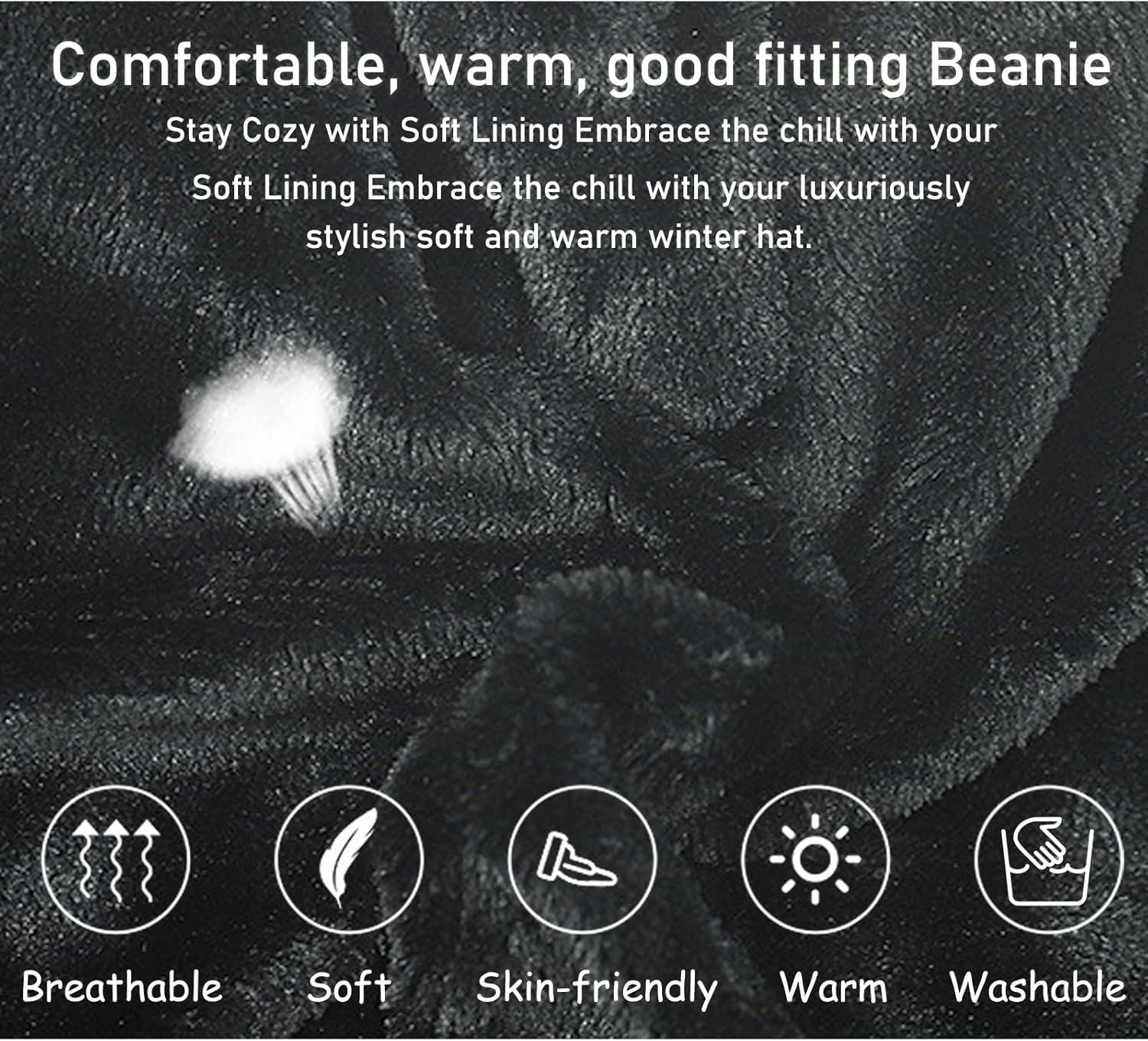 Wireless Music Beanie Headphone hat Women Winter Warm Knit Hats Cap Music Beanie with Headphones Built-in Stereo Speakers Mic for Outdoors Sports Running Skiing Woman Teenagers Her Black - Image 6