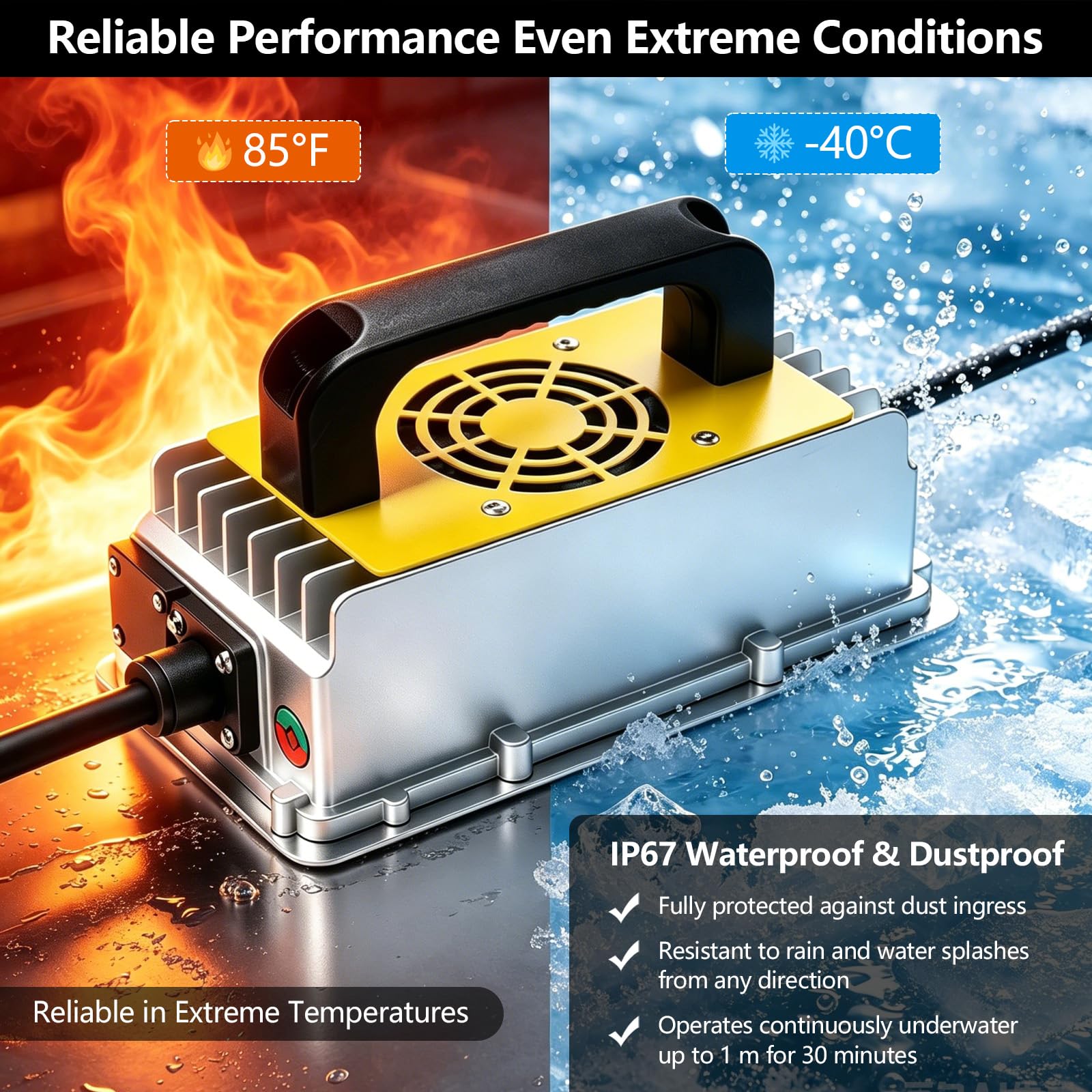 Cargador LiFePO4 58,4V 10A, Cargador Inteligente automático para baterías de Litio Hierro fosfato 48V (51,2V), Cargador rápido LiFePO4 con protección de Seguridad