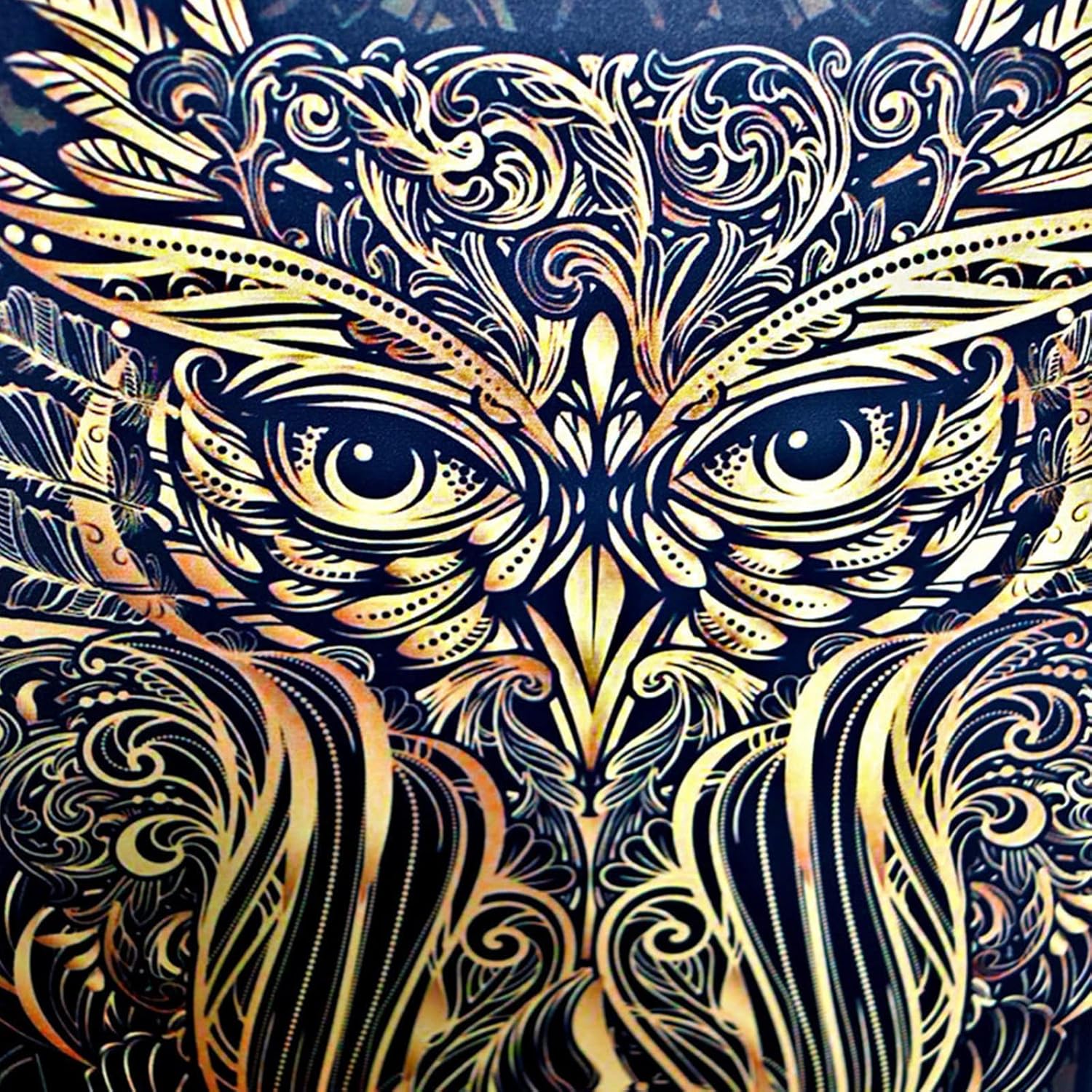 TITA-DONG Owl Pattern Handmade Moon Drum with Drum Stick, Alchemy Shaman Drum for Spiritual Music and Meditation
