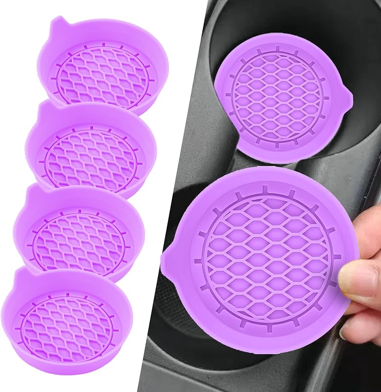 Kit com 4 Porta-Copos de Silicone para Carro Couslcd, Roxo