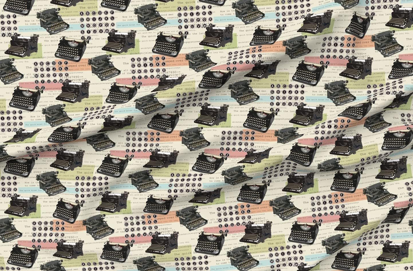 Spoonflower Fabric - Typewriter Technology Geek Retro Letters Photographic Whimsical Printed on Organic Cotton Sateen Fabric by The Yard - Sewing Quilting Apparel Home Decor