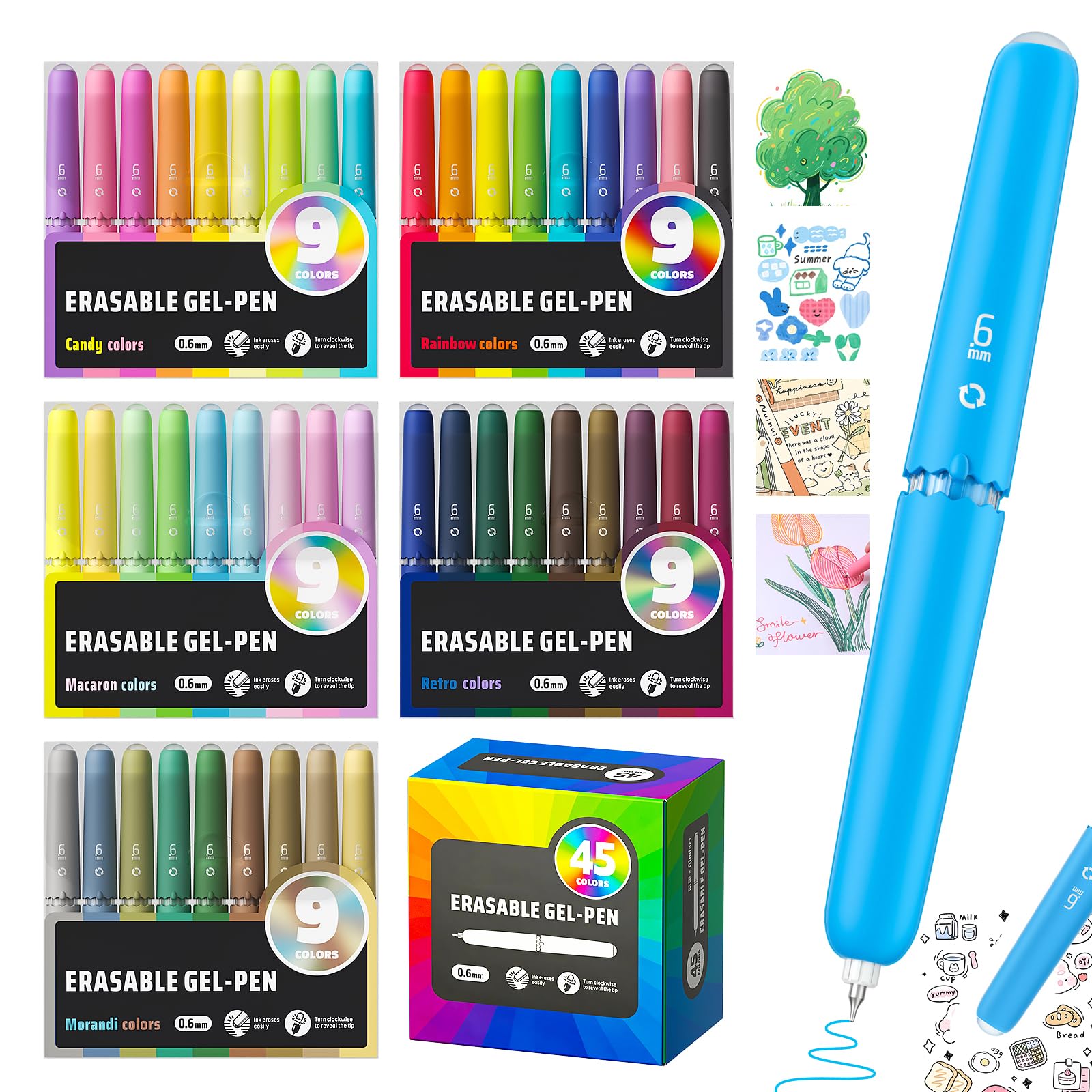 Juego 45 Boligrafo Borrable con Tinta de Borrado Termosensible