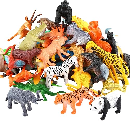 ValeforToy - Figura de animales, 54 piezas de minijuguetes de la selva, diseño realista de vinilo salvaje, recuerdos de fiesta de aprendizaje de