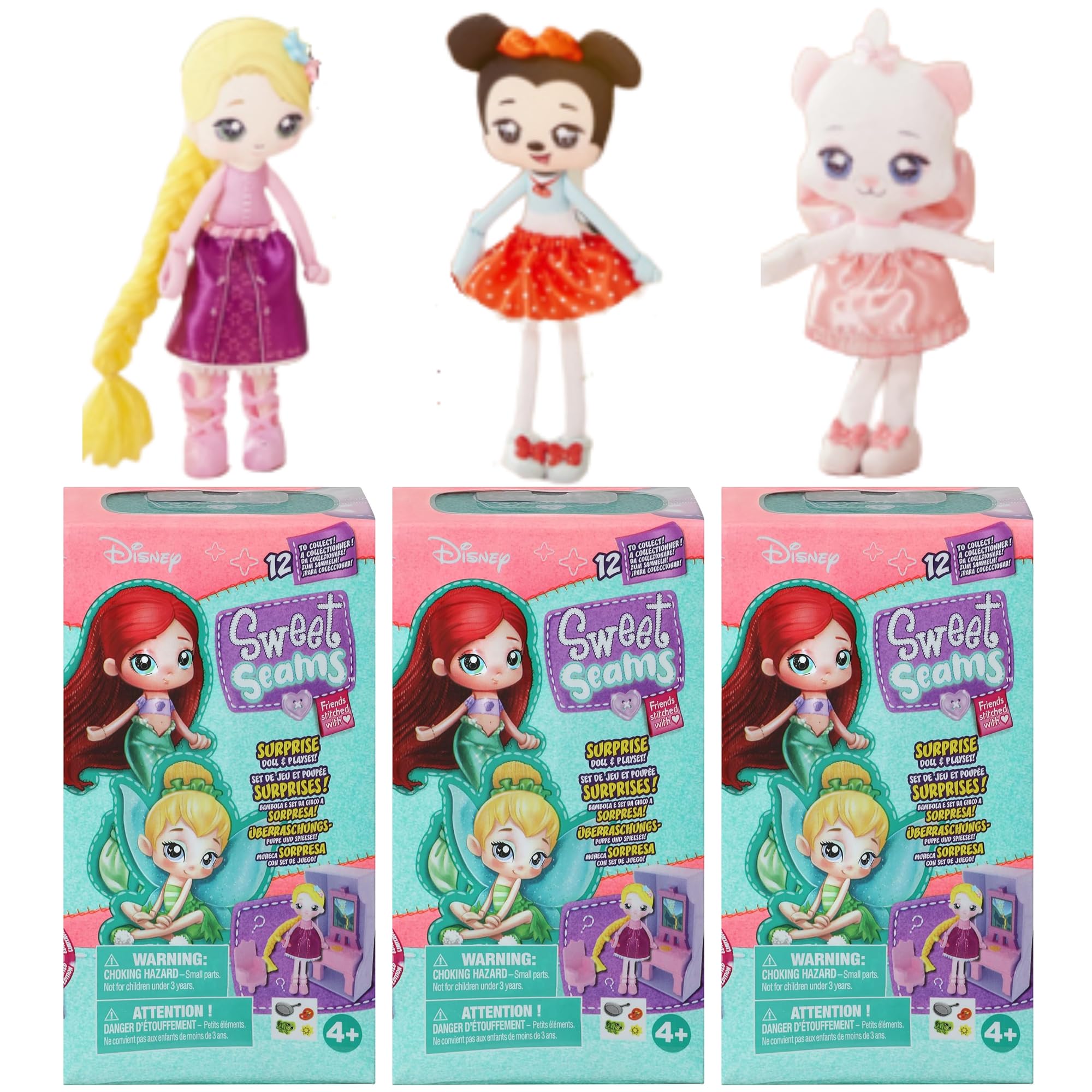 Disney Sweet Seams Dolls & Playsets With Accesories - Sets of 3 - (Rapunzel, Minnie & Marie)