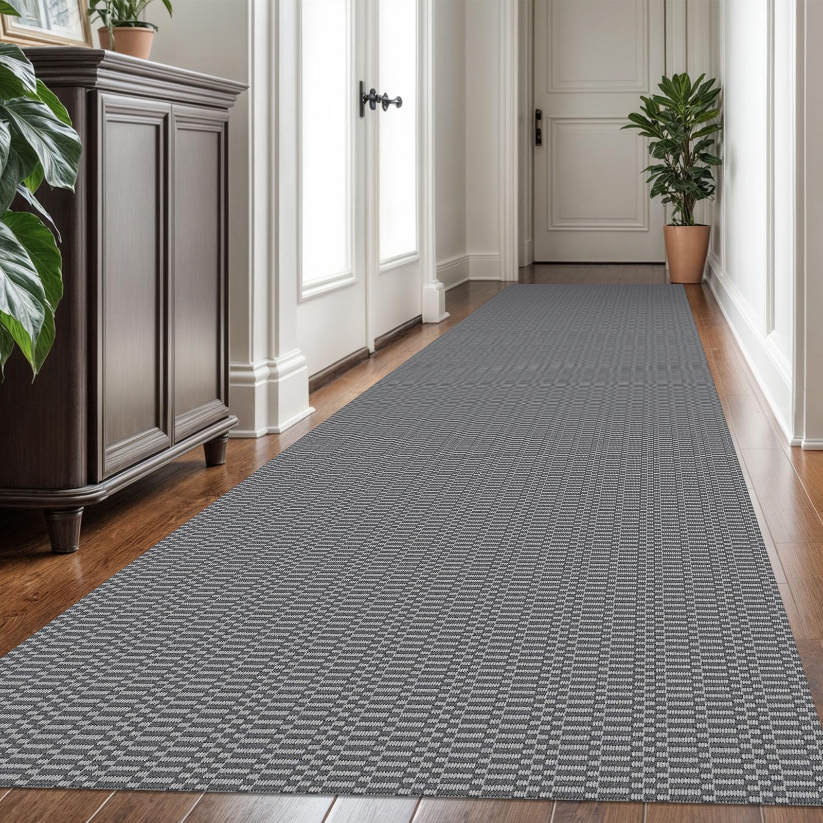 KOZYFLY 3x16 Runner Rug, Washable Non Slip Long Kitchen Hallway Rug, Grey — image 1