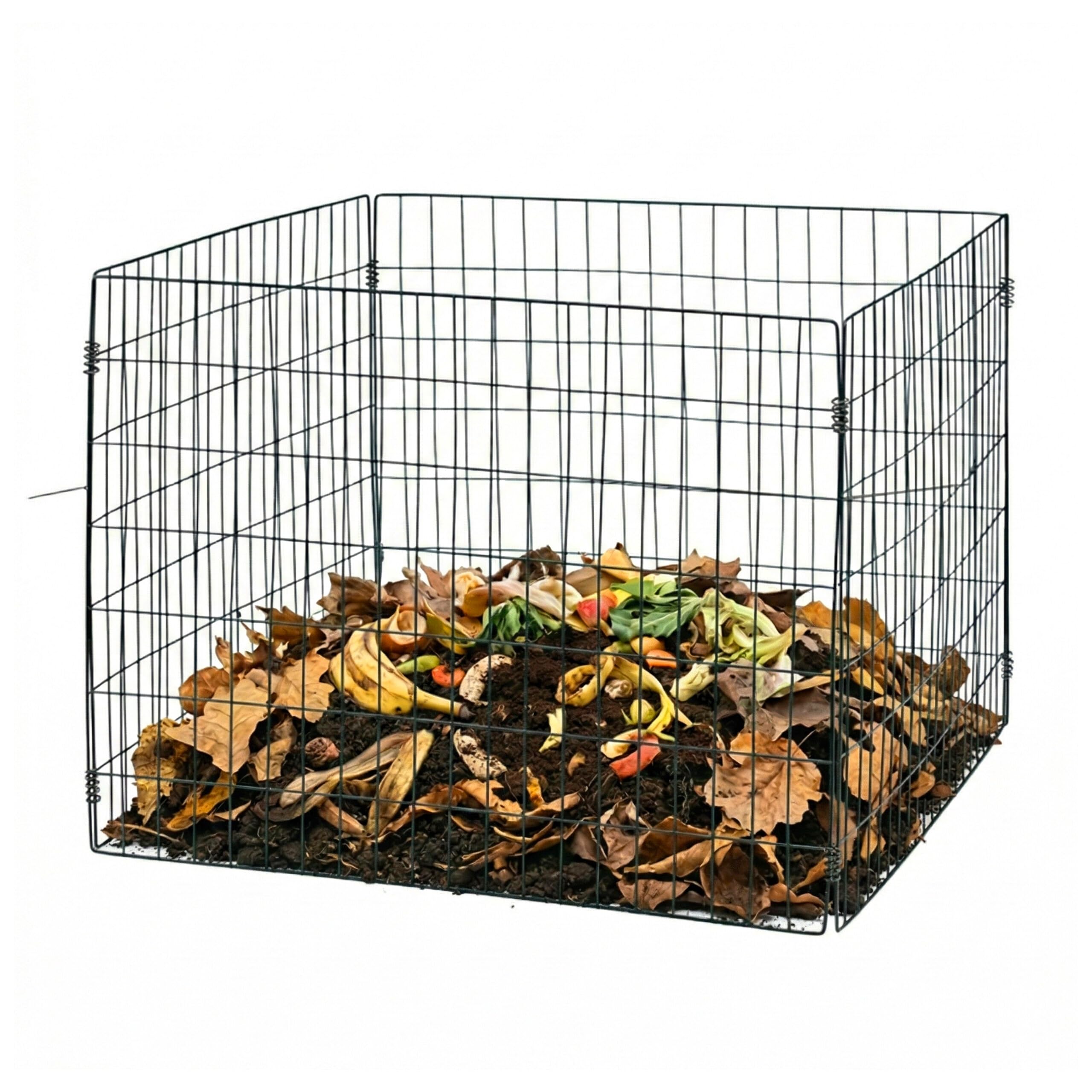 Relaxdays Composteur en métal, HxLxP 70x90x90 cm, 560 L, Fil métallique, Jardin, Noir