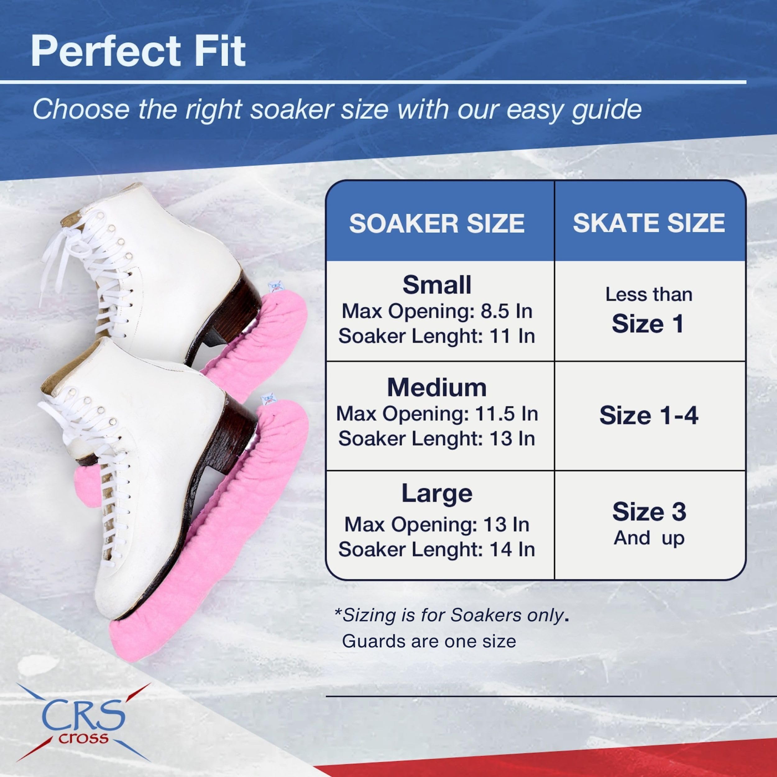 CRS Cross Juego de protectores de patinaje sobre hielo, remojo y toalla, diseño de una pieza con cubiertas suaves de hoja de patinaje y toalla (par de protectores ajustables, no requiere montaje)