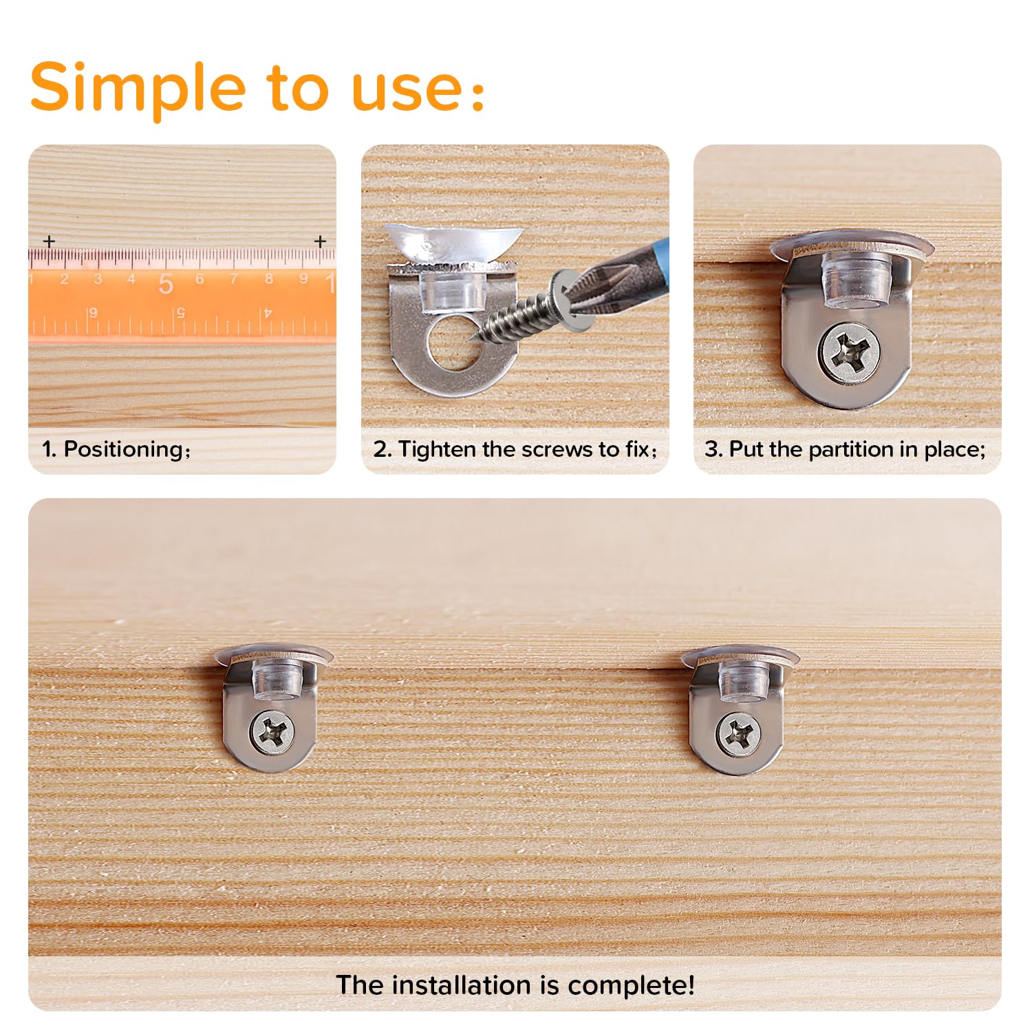 Lyeteung 20 PCS 12.5×13.5×15.5 mm Stainless Steel Fixing Glass Shelf Bracket, Pegs Corner Brace Board Holder - Image 4