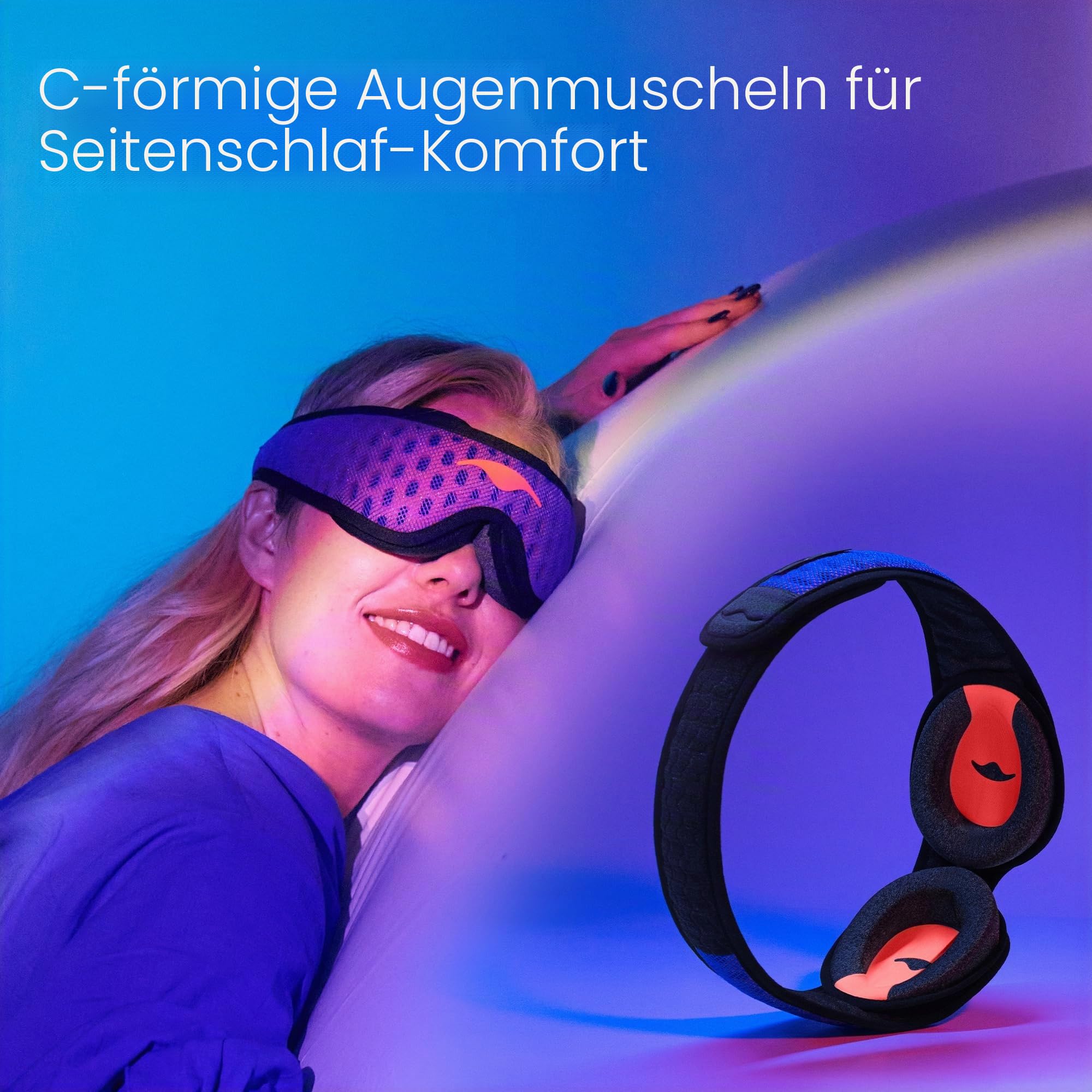 Manta Pro Schlafmaske – 100 % lichtblockierende Schlafmaske für Seitenschläfer, atmungsaktiv und bequem für Schlaf, Reisen, Nickerchen und Schichtarbeit