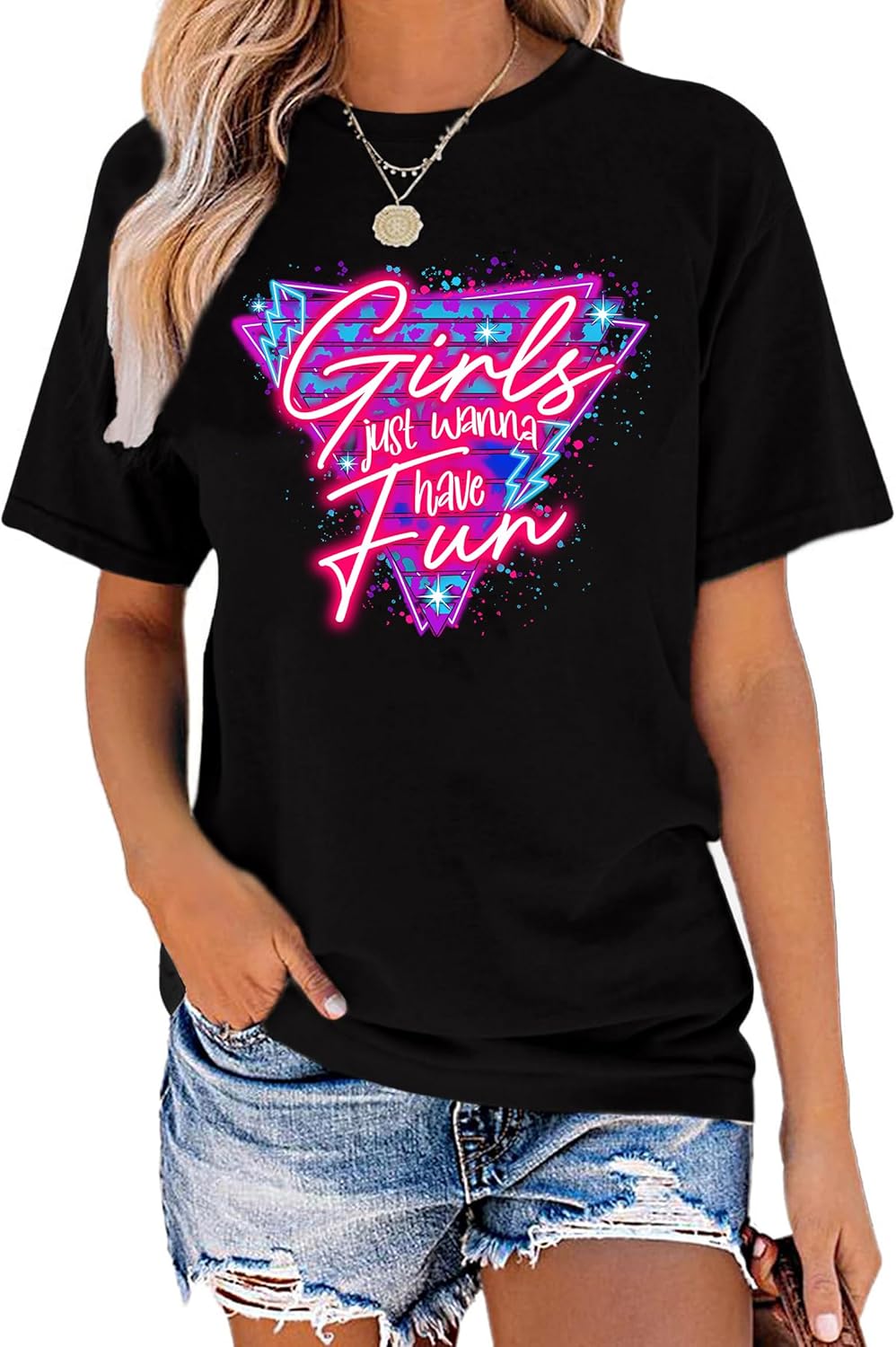 80's Shirts for Women 80s Neon Music Graphic T-Shirt Hip Hop 80S Party Outfits Girls I Love The 80's T-Shirt - Image 2