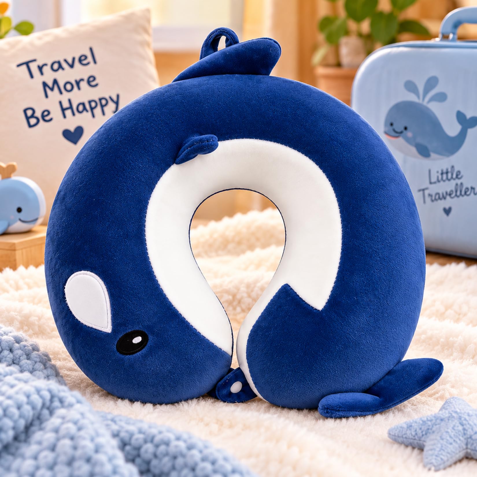 Kids Whale Travel Neck Pillow - Soft & Comfortable -3