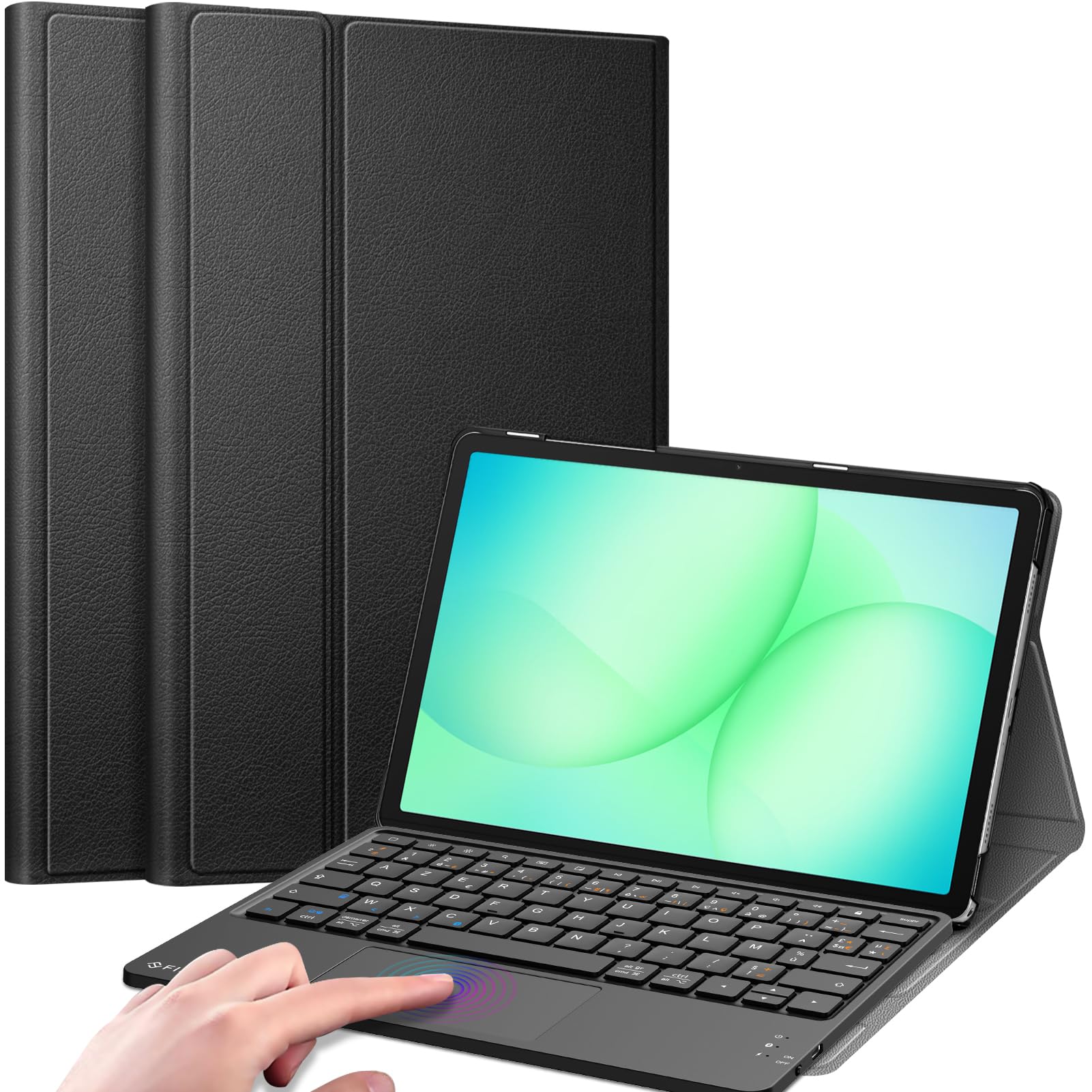 FINTIE Tastiera AZERTY francese per Samsung Galaxy Tab A9 Plus (A9+) 11 pollici 2023, tastiera wireless con touchpad, cover multiposizione, nera
