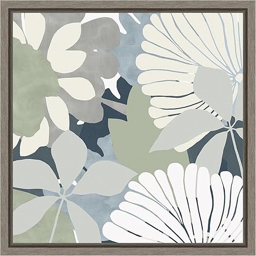 Amanti Art Framed Canvas Wall Art 16x16 Big Retro Flowers II by Flora Kouta, Framed Wall Art Canvas, Abstract Artwork, Country Rustic Decor, Small