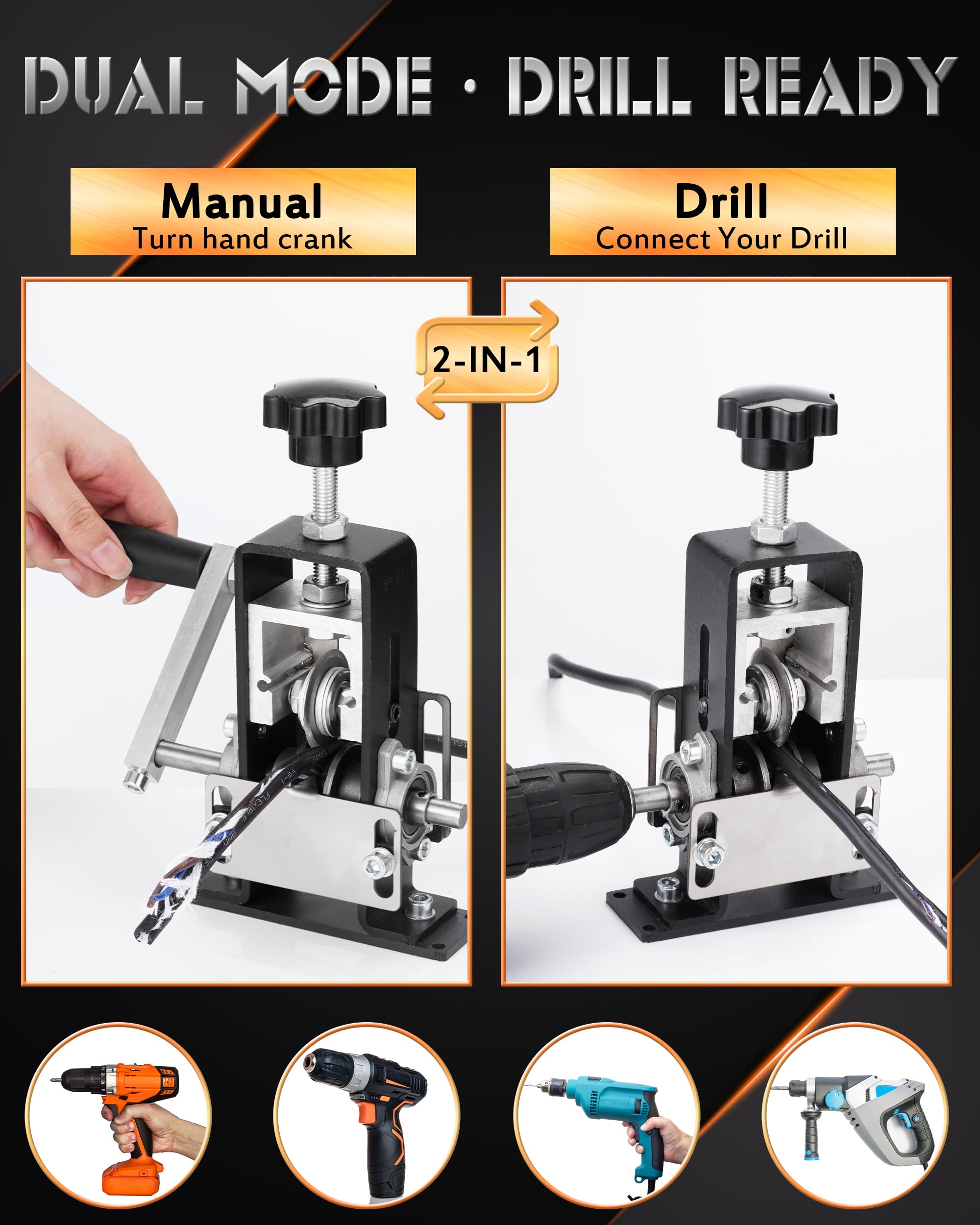 Manual Wire Stripping Machine - Drill & Hand Crank -5 Manual Wire Stripping Machine - Drill & Hand Crank -5