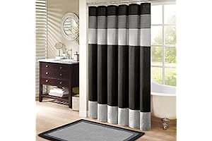 Amherst Faux Silk Pieced Striped Modern Microfiber Shower Curtain