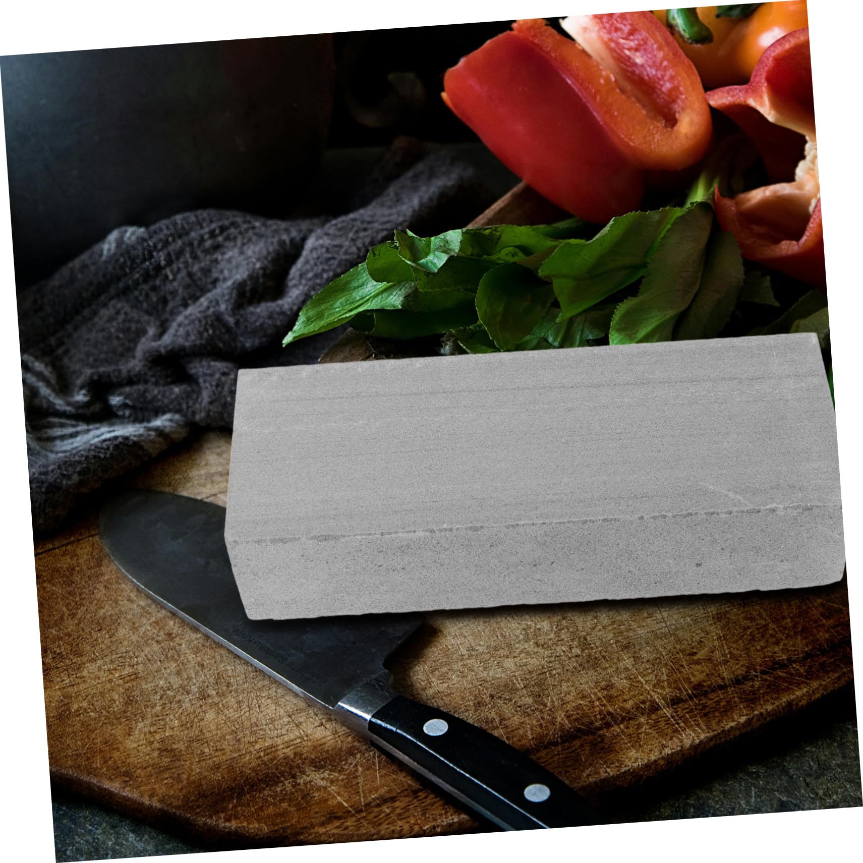 Aiguiseur de Couteaux en Pierre Naturelle Cuisine Affûtage Précis, Surface Arrondie Antidérapante, Outil D'affûtage Ménager et Pratique