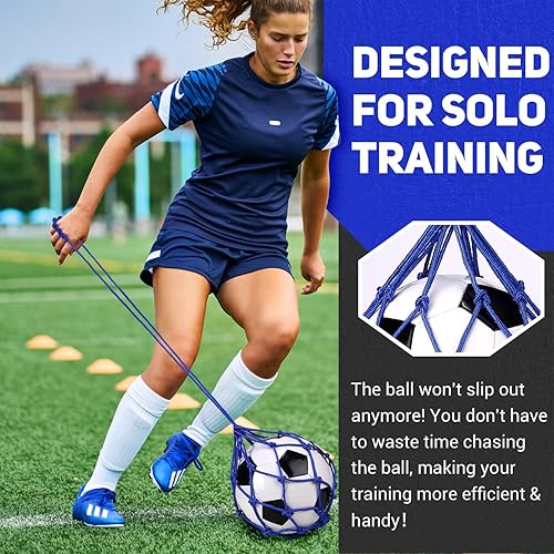 Miniatura 5 de TOBWOLF 2 unidades de entrenamiento de fútbol, red de entrenamiento de retorno de fútbol para pelota de tamaño 3, 4, 5, manos libres, ayuda de